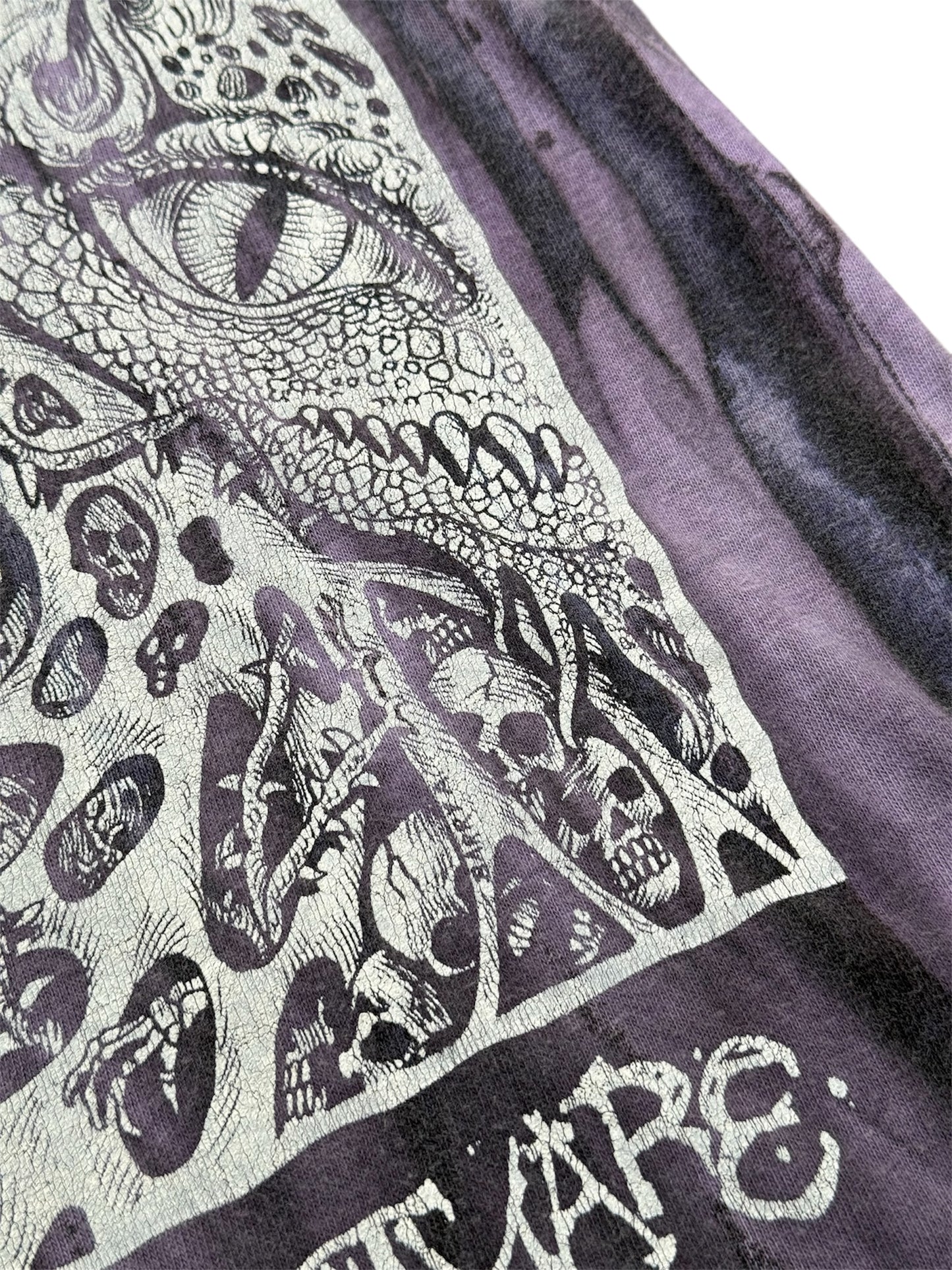 Vintage 1990s Barry A Horror Graphic T-Shirt Purple Tie Dye
