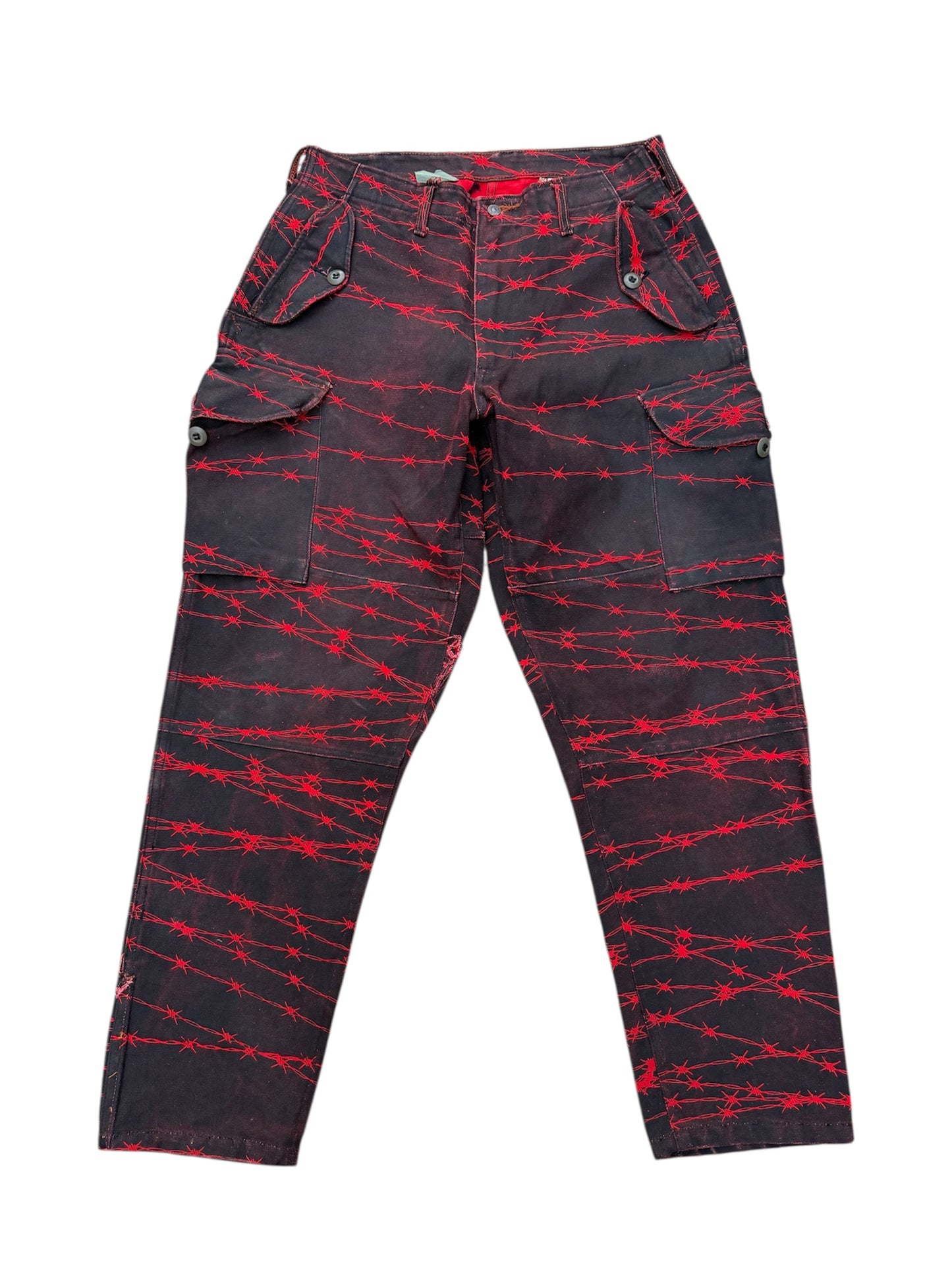 Custom Barbed Wire Military Trousers Punk Distressed