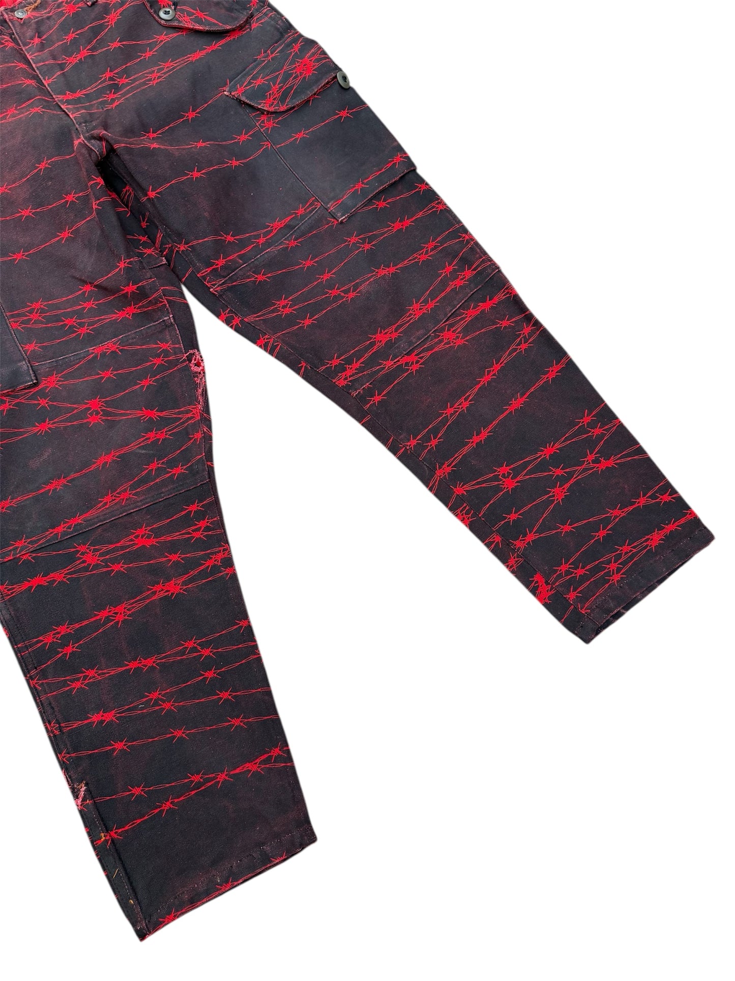 Custom Barbed Wire Military Trousers Punk Distressed