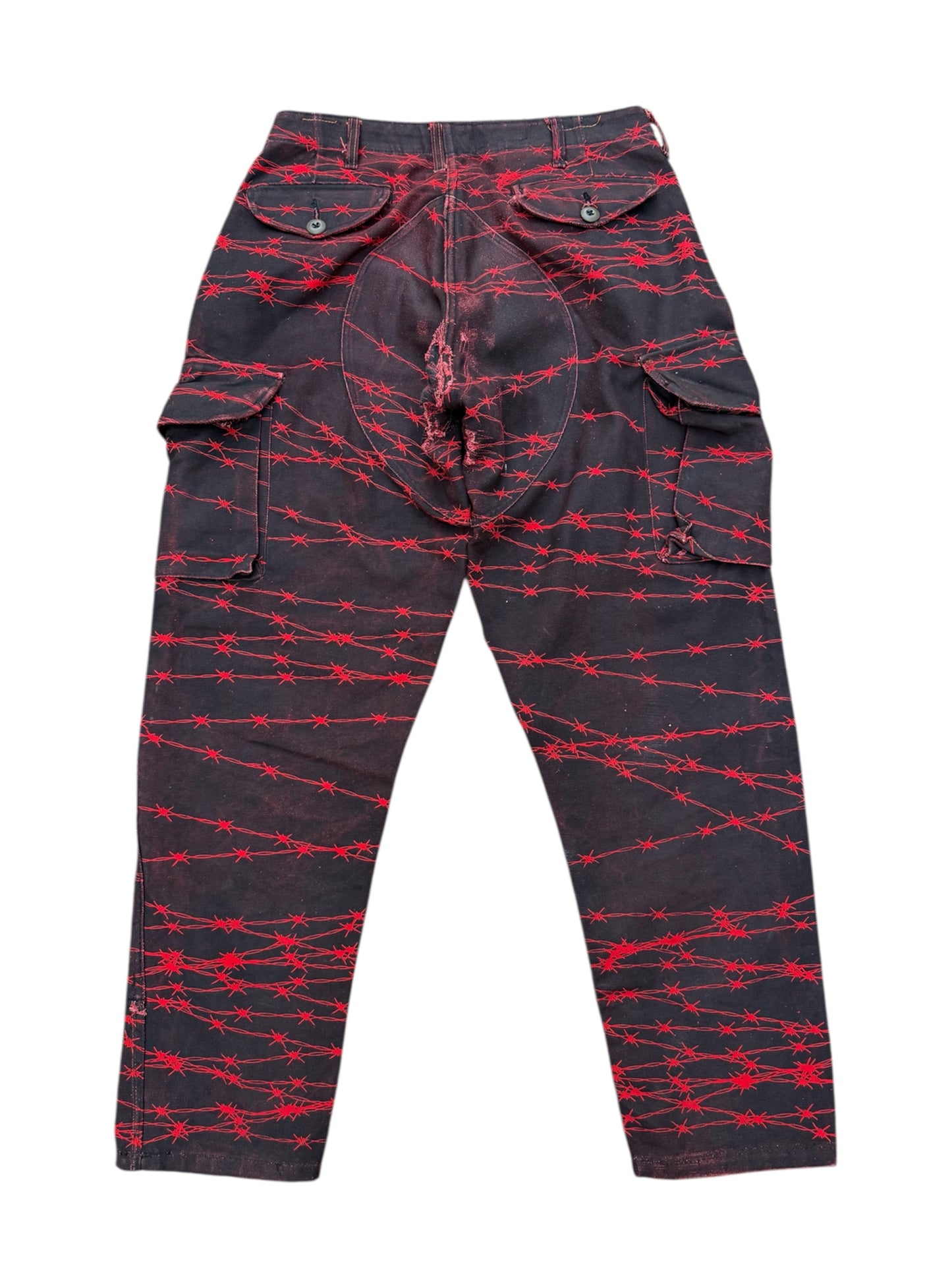 Custom Barbed Wire Military Trousers Punk Distressed