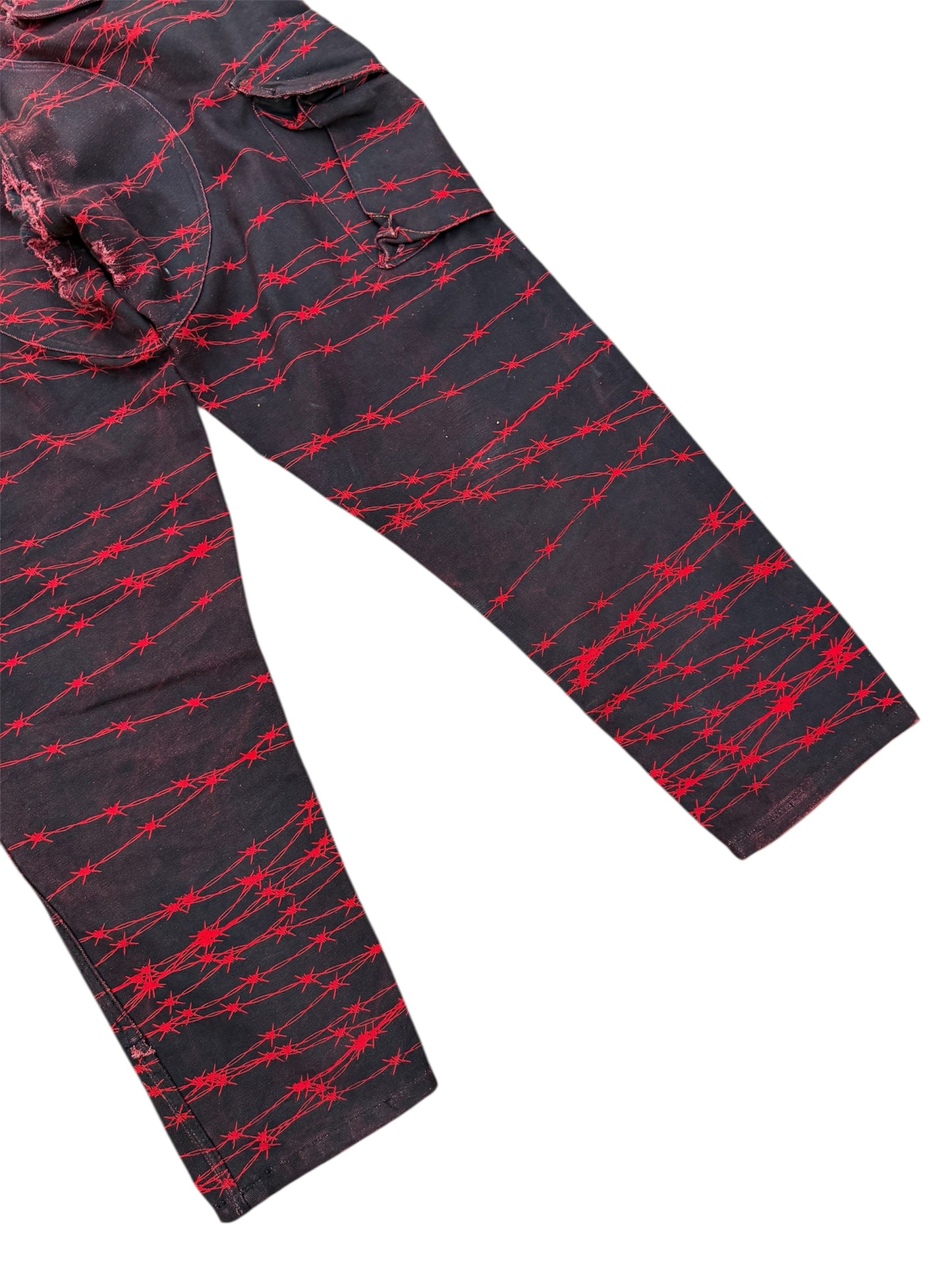 Custom Barbed Wire Military Trousers Punk Distressed