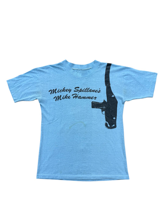 Vintage 1980s Mickey Spillane “Mike Hammer” TV Promo Tee Columbia Pictures Crime Noir Graphic