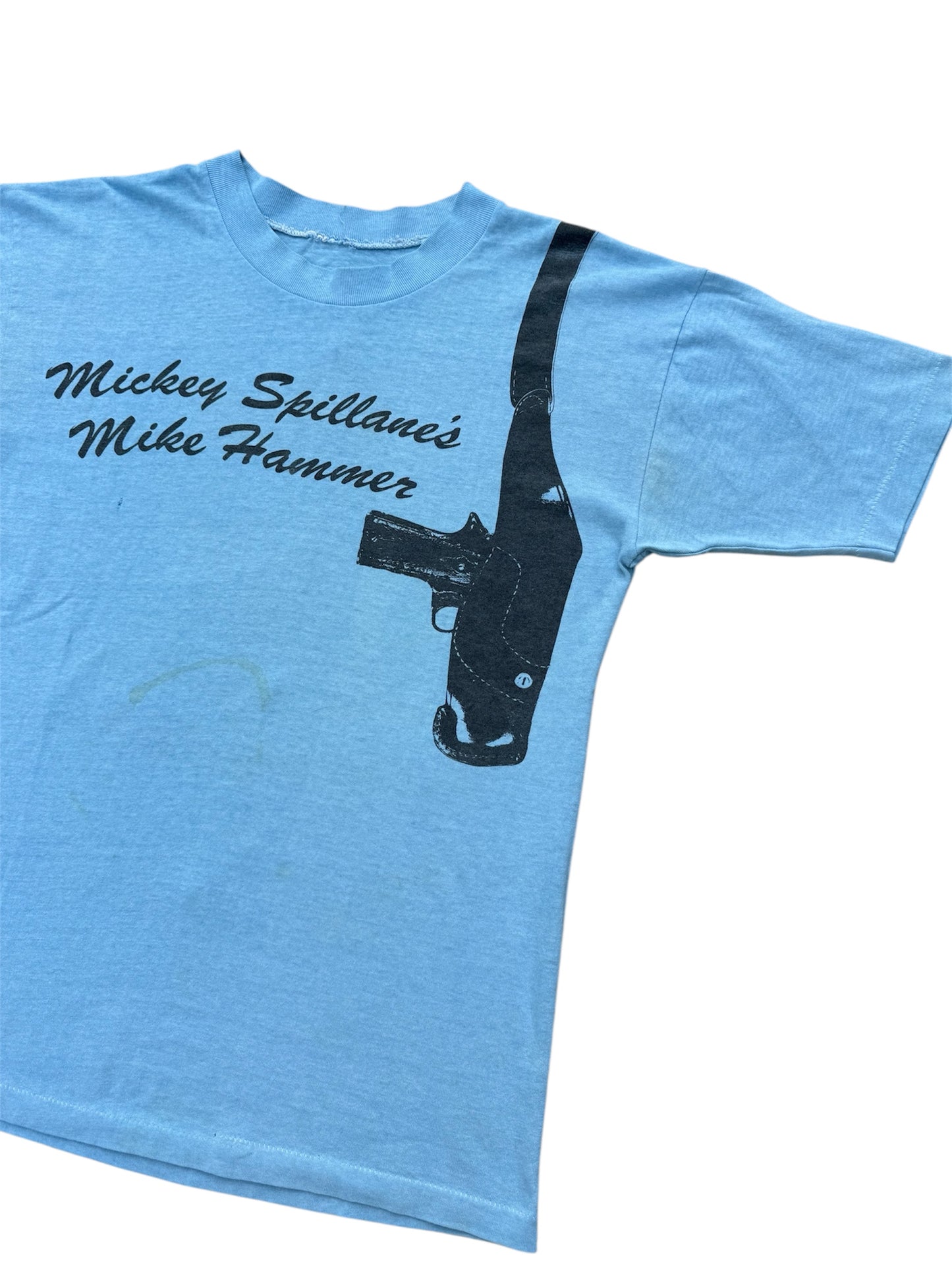 Vintage 1980s Mickey Spillane “Mike Hammer” TV Promo Tee Columbia Pictures Crime Noir Graphic