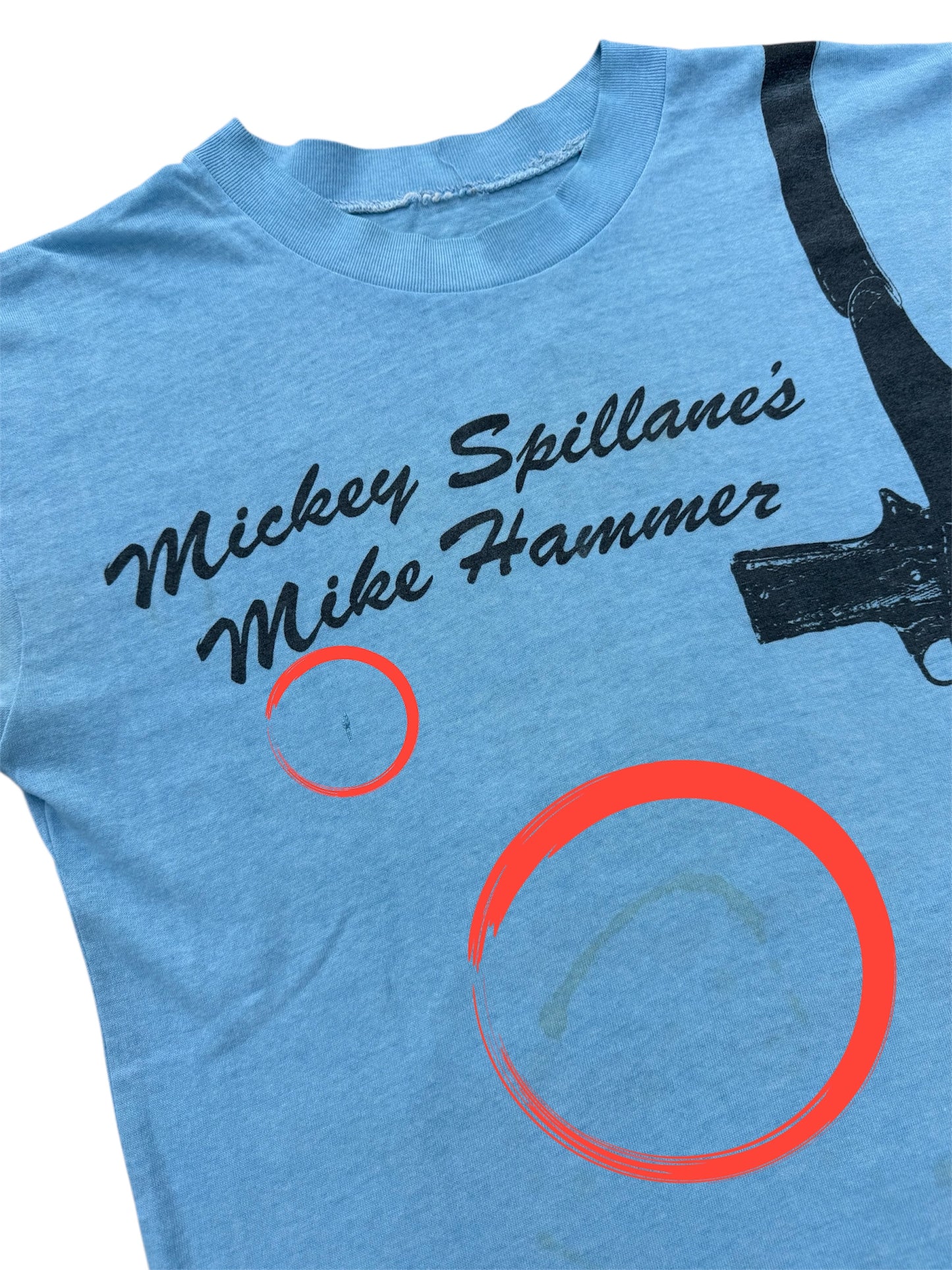 Vintage 1980s Mickey Spillane “Mike Hammer” TV Promo Tee Columbia Pictures Crime Noir Graphic