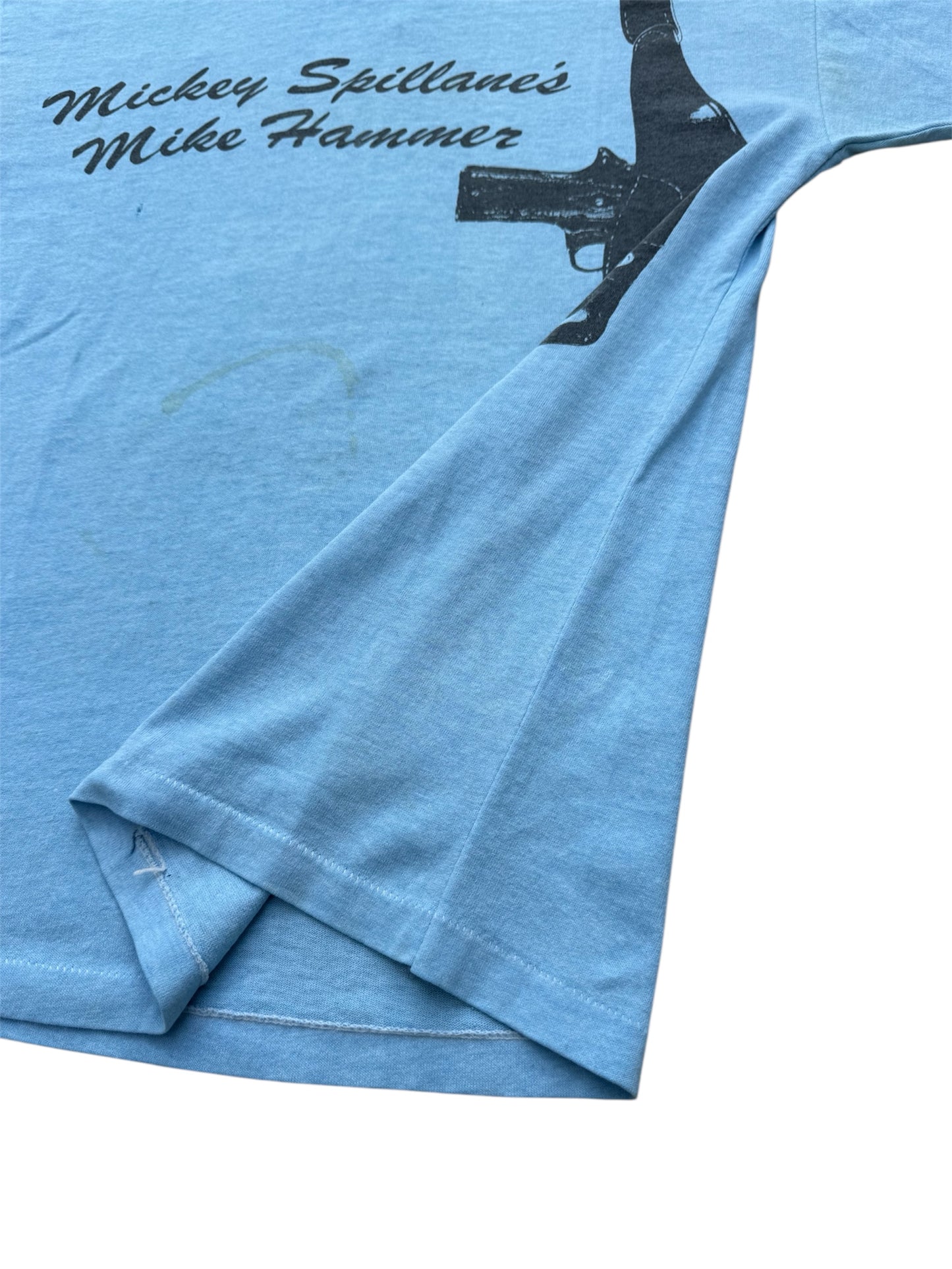 Vintage 1980s Mickey Spillane “Mike Hammer” TV Promo Tee Columbia Pictures Crime Noir Graphic