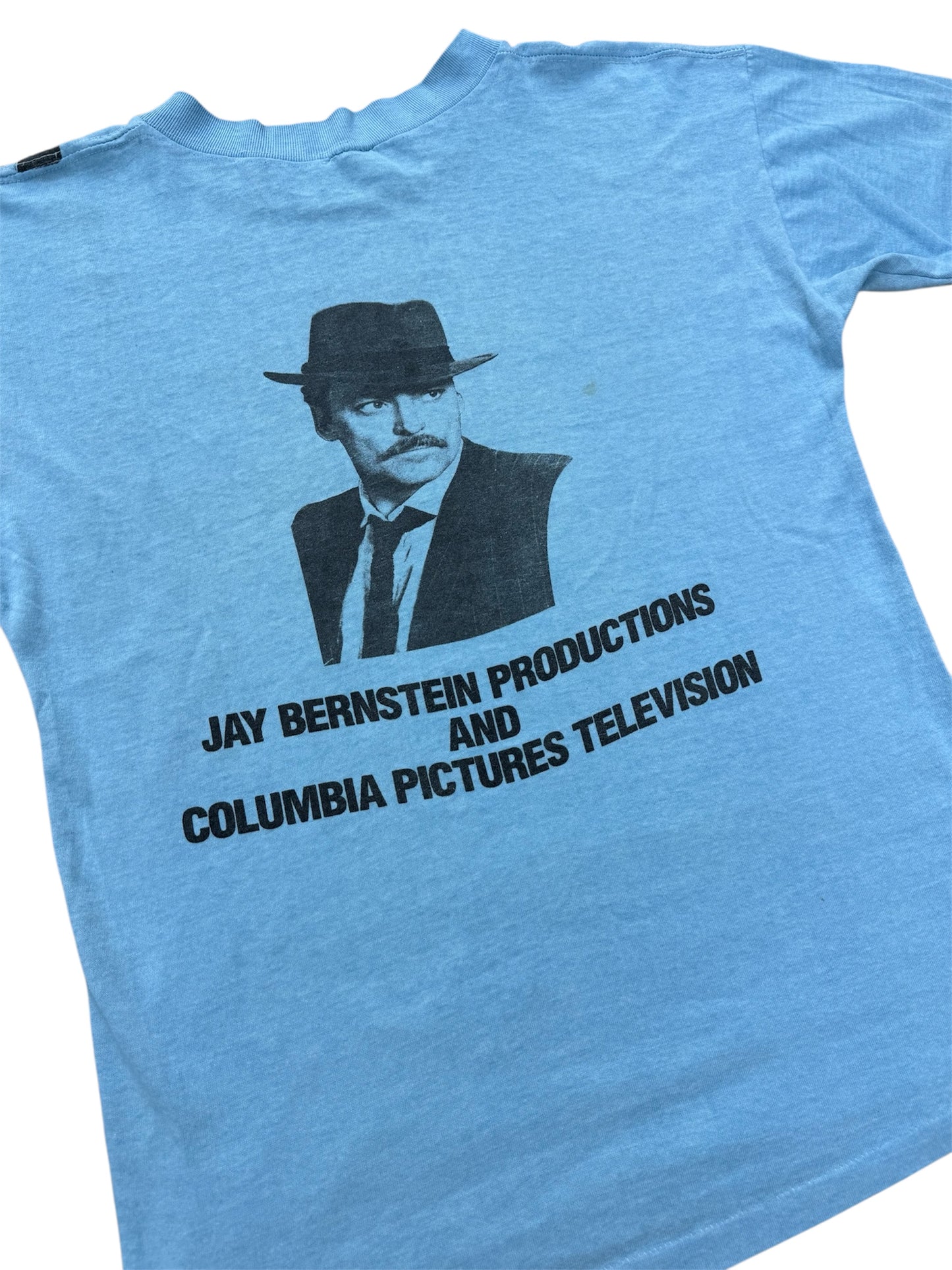 Vintage 1980s Mickey Spillane “Mike Hammer” TV Promo Tee Columbia Pictures Crime Noir Graphic