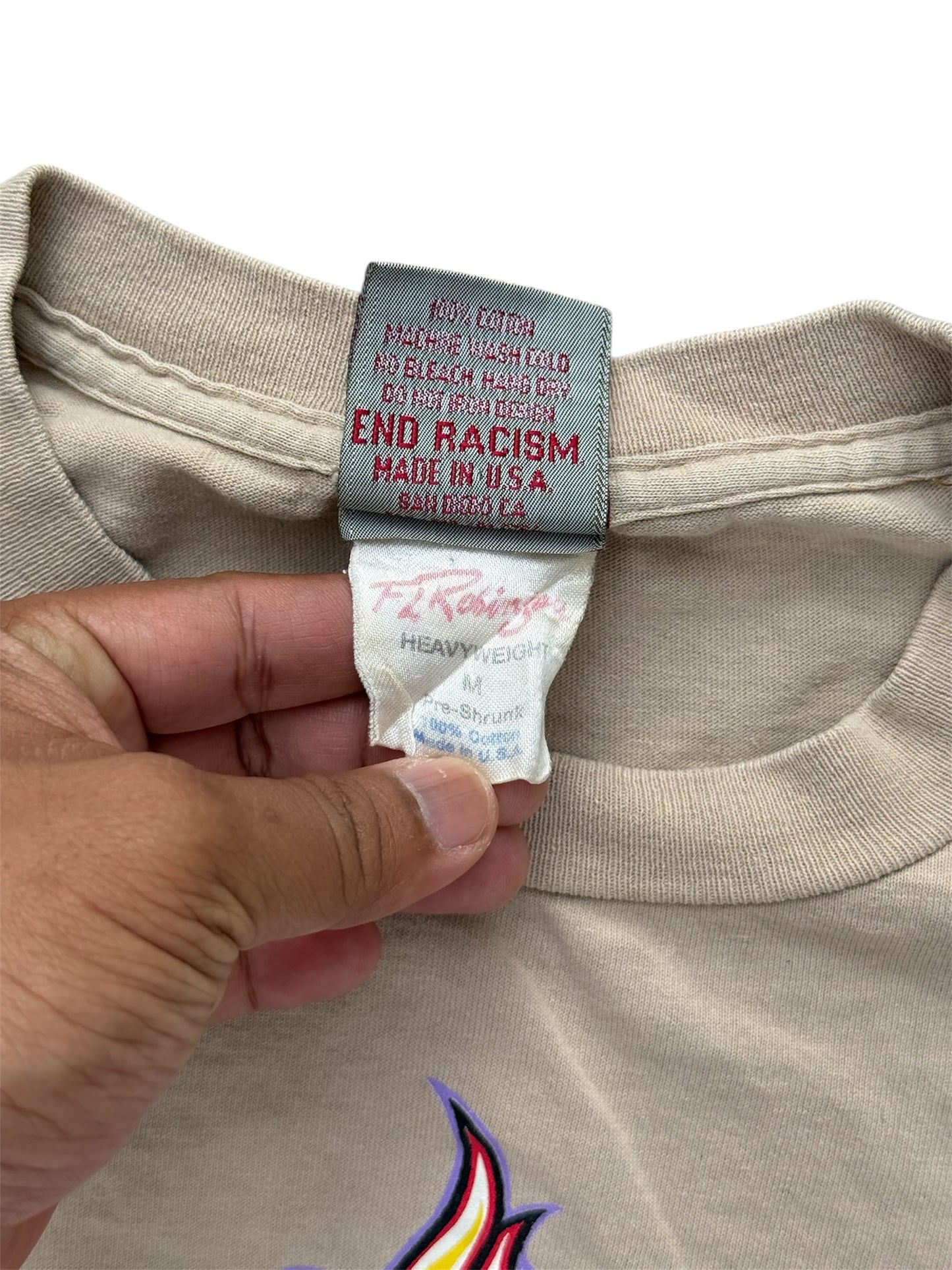 Vintage 90s Tribal Gear Graffiti Tee Flame Spray Can Graphic Streetwear Made in USA