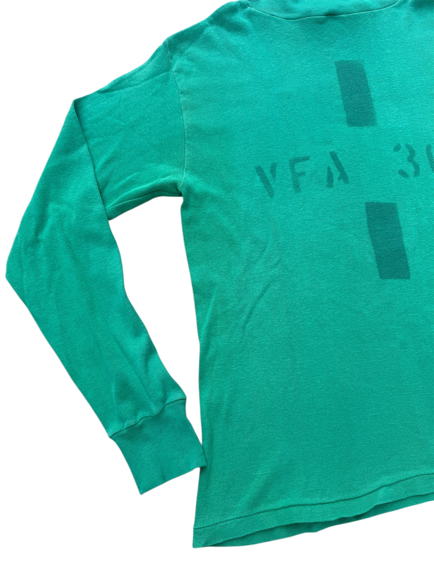 Vintage 1990 US Navy Flight Deck Crew Jersey VFA-305 Stencil Lally MFG Deck Green Turtleneck