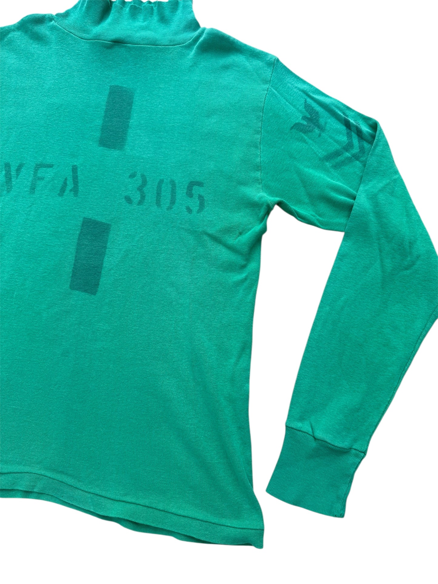 Vintage 1990 US Navy Flight Deck Crew Jersey VFA-305 Stencil Lally MFG Deck Green Turtleneck