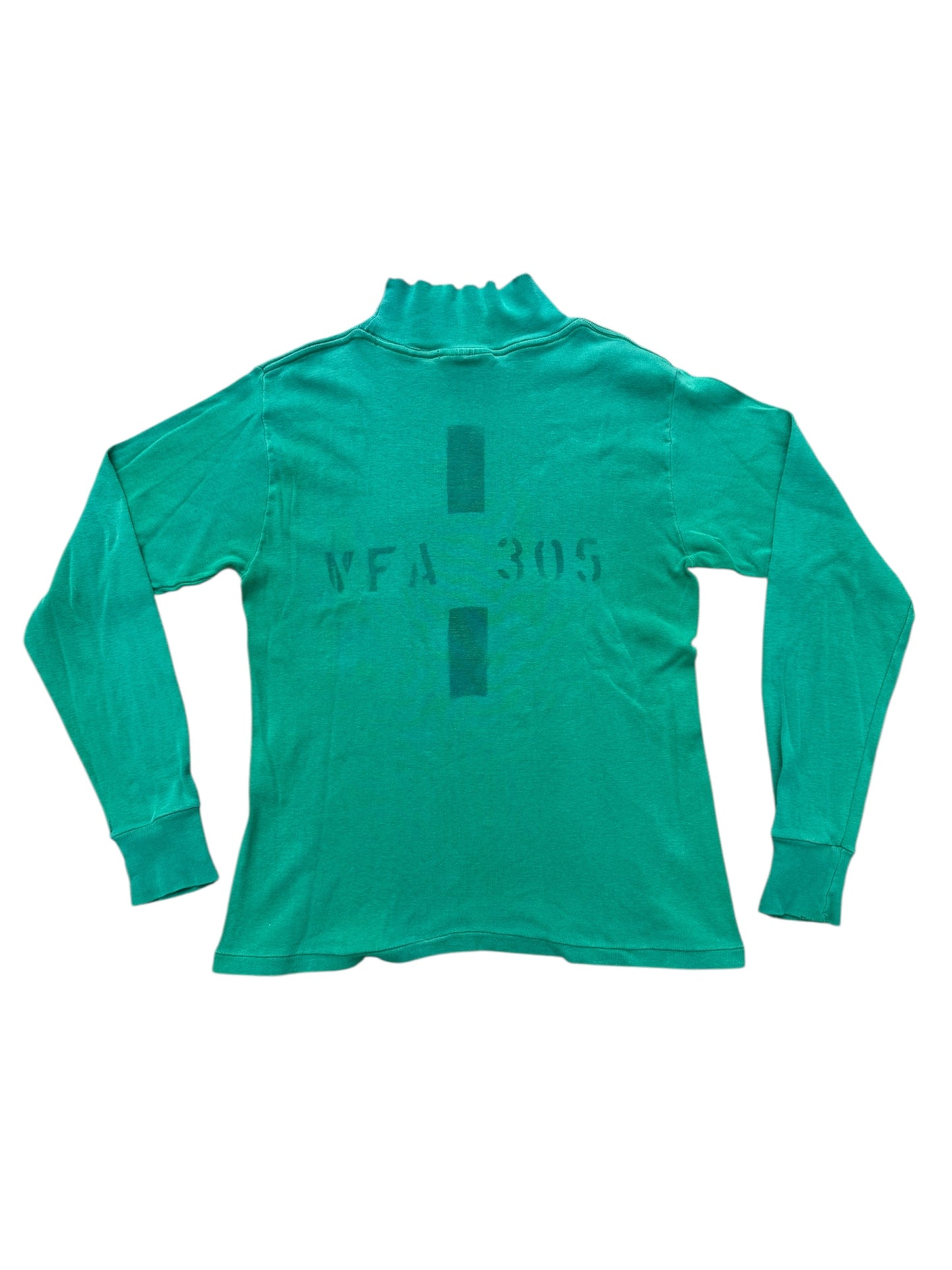 Vintage 1990 US Navy Flight Deck Crew Jersey VFA-305 Stencil Lally MFG Deck Green Turtleneck
