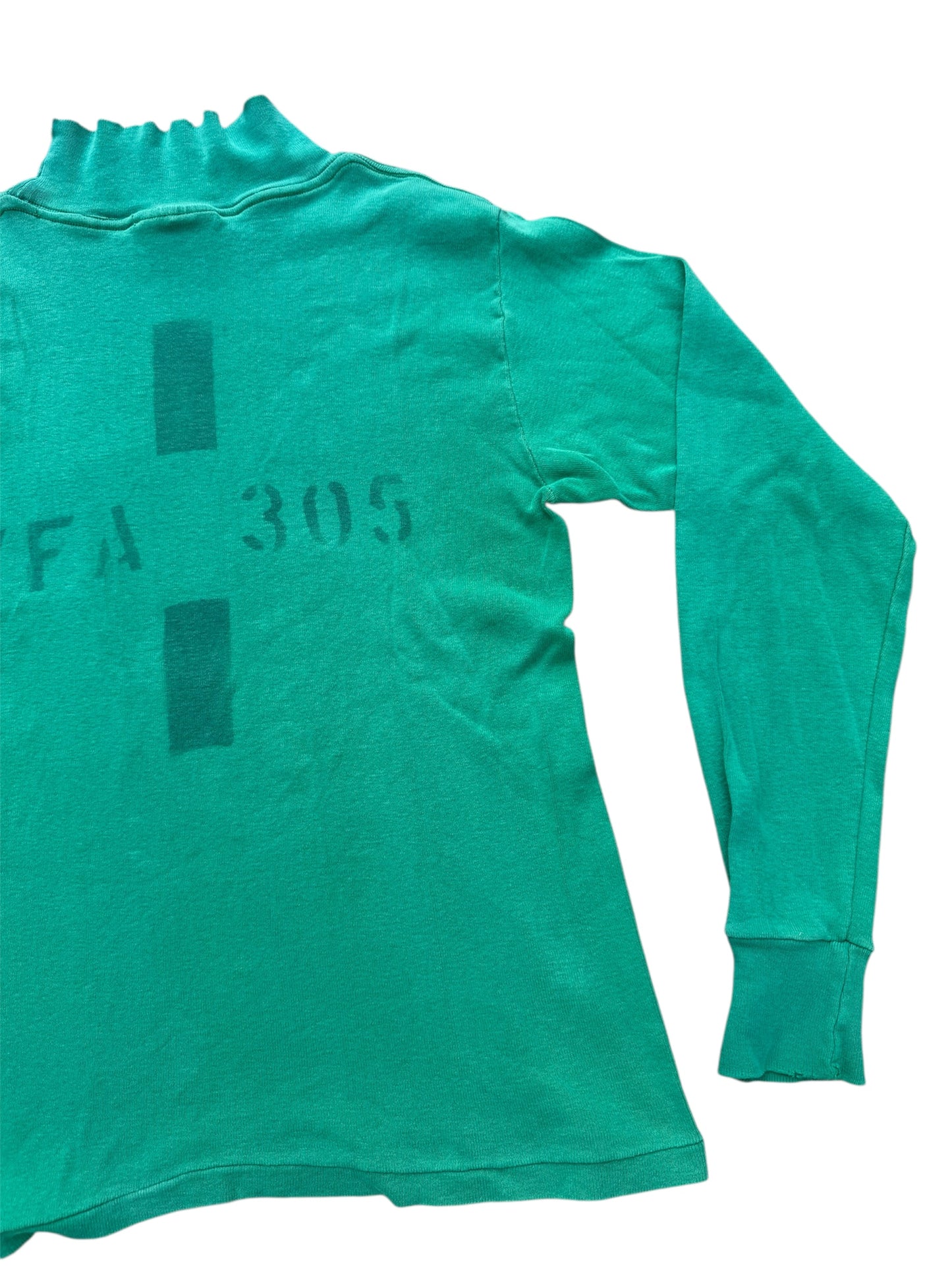 Vintage 1990 US Navy Flight Deck Crew Jersey VFA-305 Stencil Lally MFG Deck Green Turtleneck