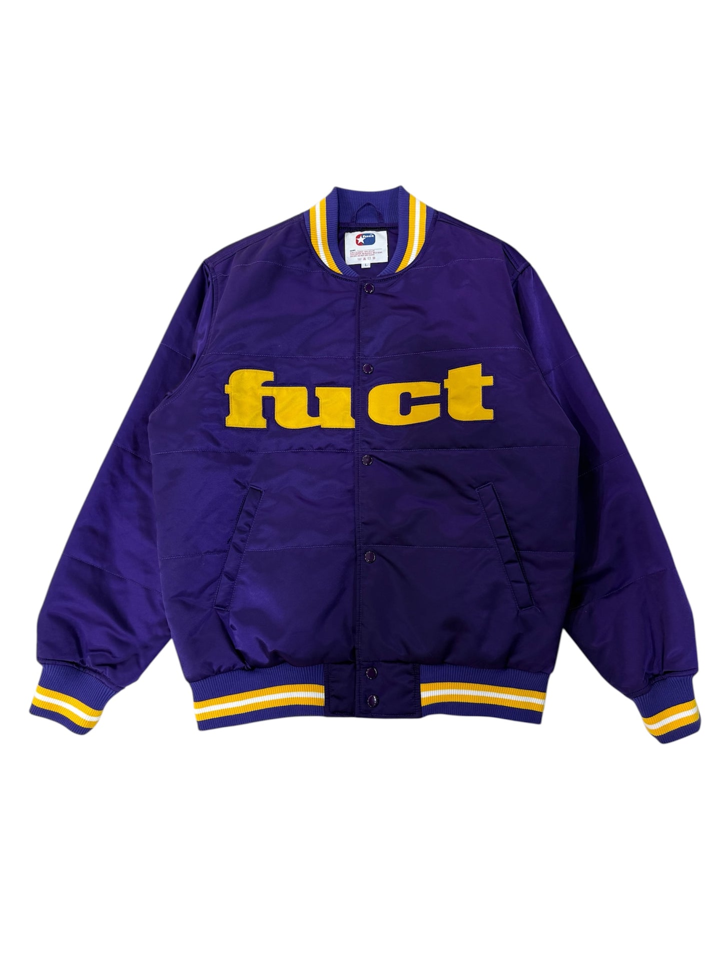 FUCT Nylon Varsity Jacket Purple Yellow