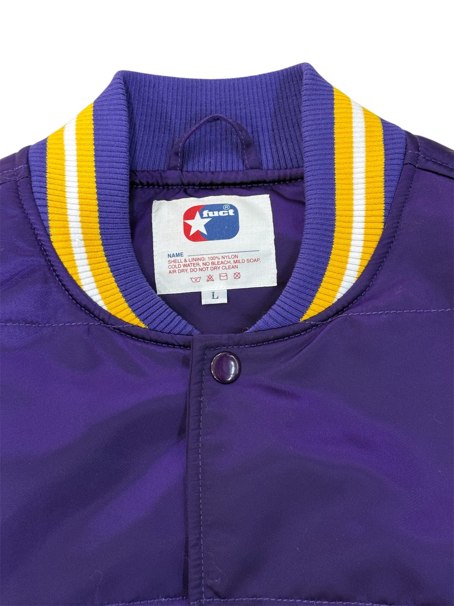 FUCT Nylon Varsity Jacket Purple Yellow