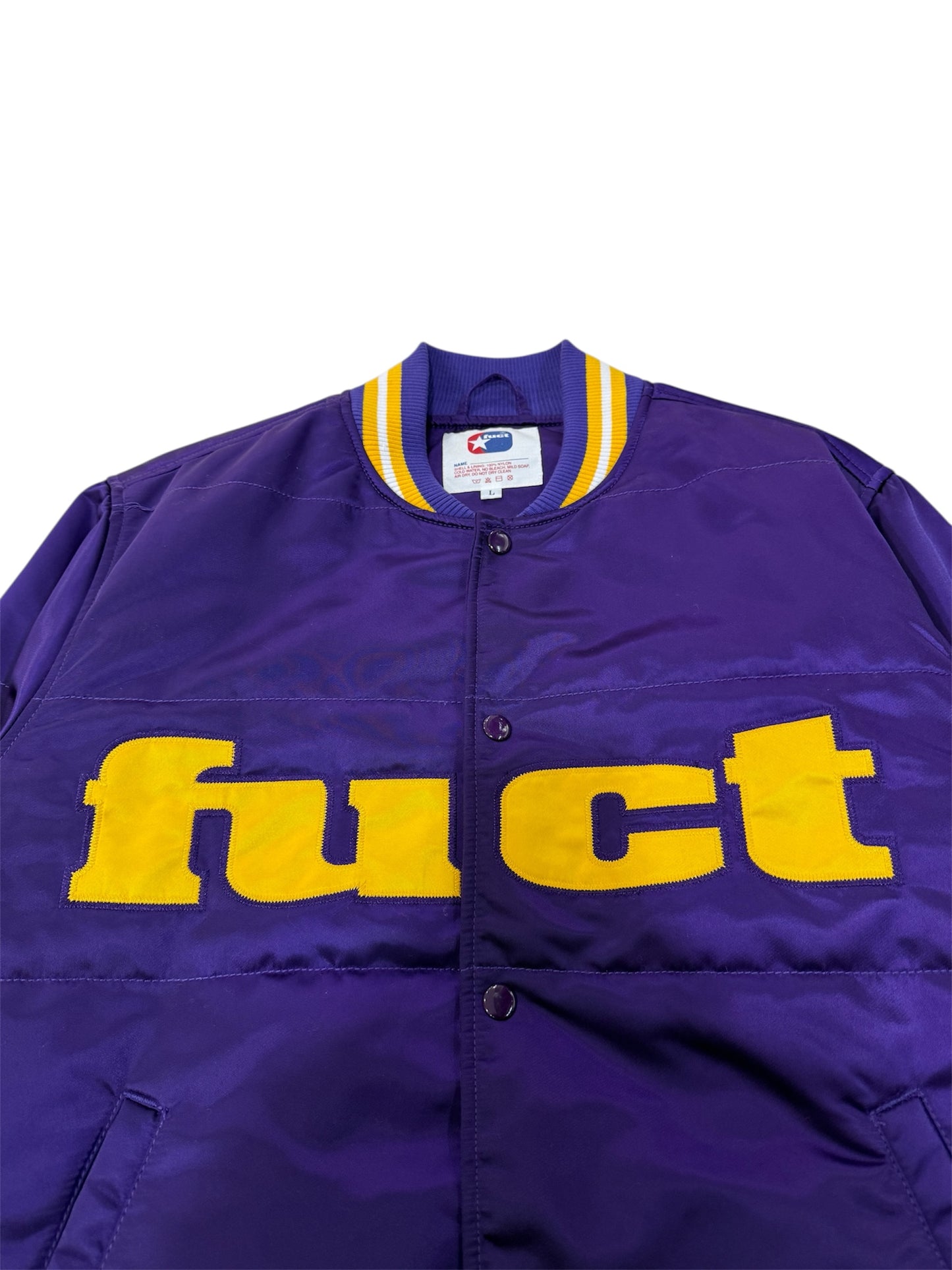 FUCT Nylon Varsity Jacket Purple Yellow