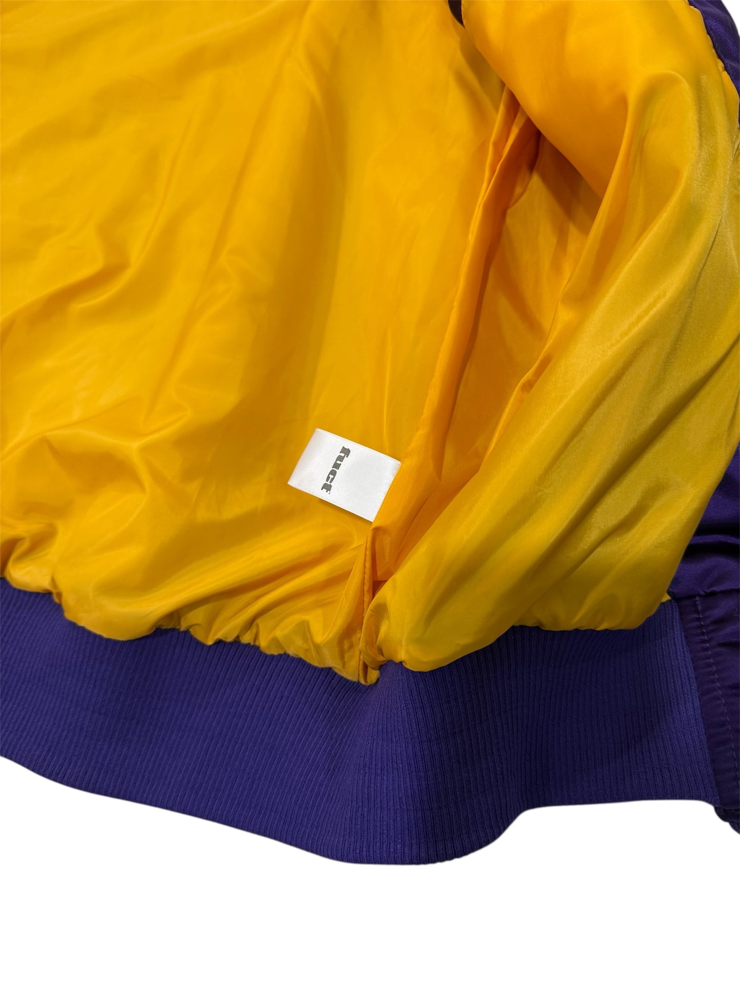 FUCT Nylon Varsity Jacket Purple Yellow