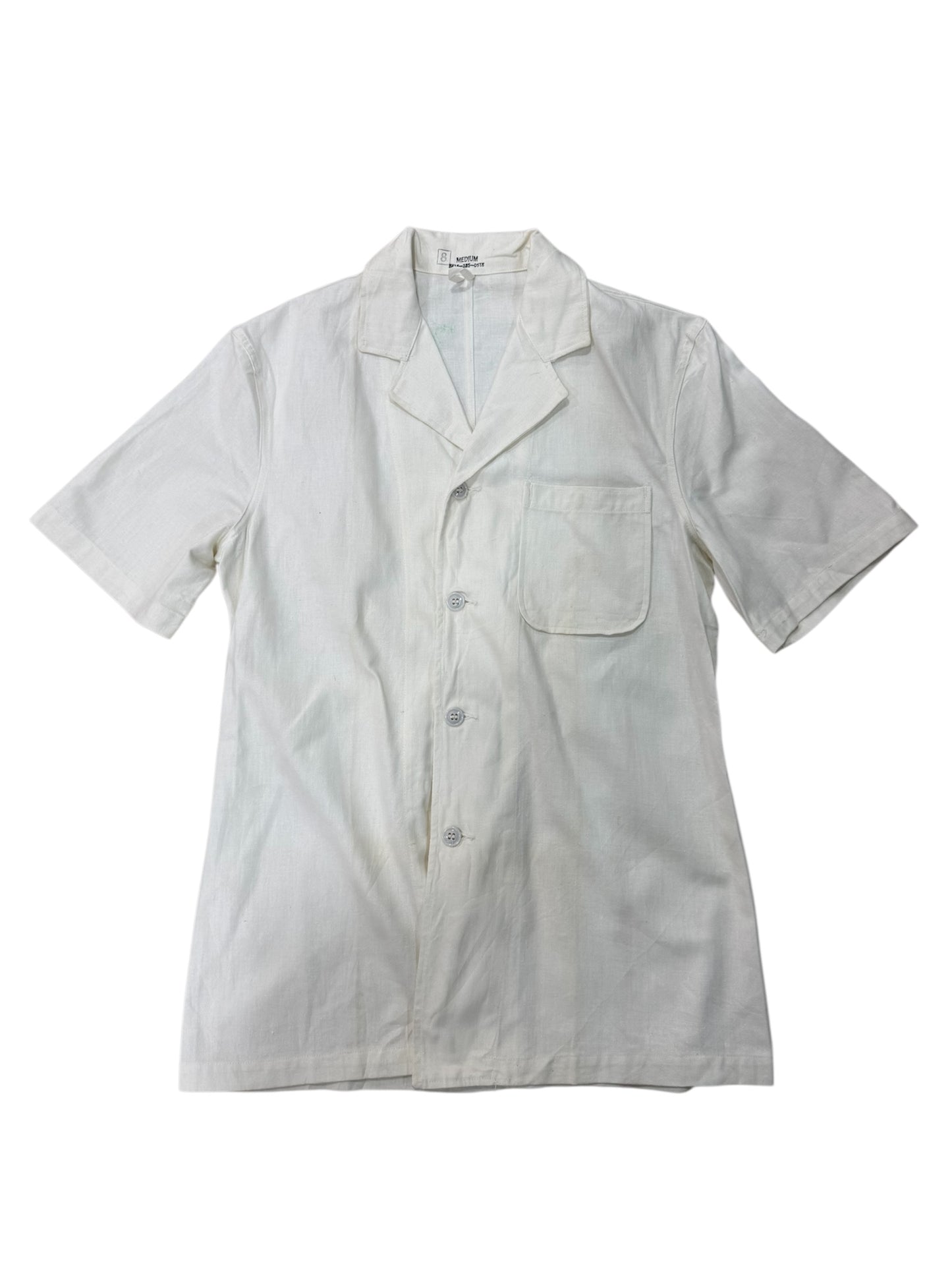 Vintage 1964 US Military Food Handler Coat White Drill Cotton Vietnam Era Shirt Jacket