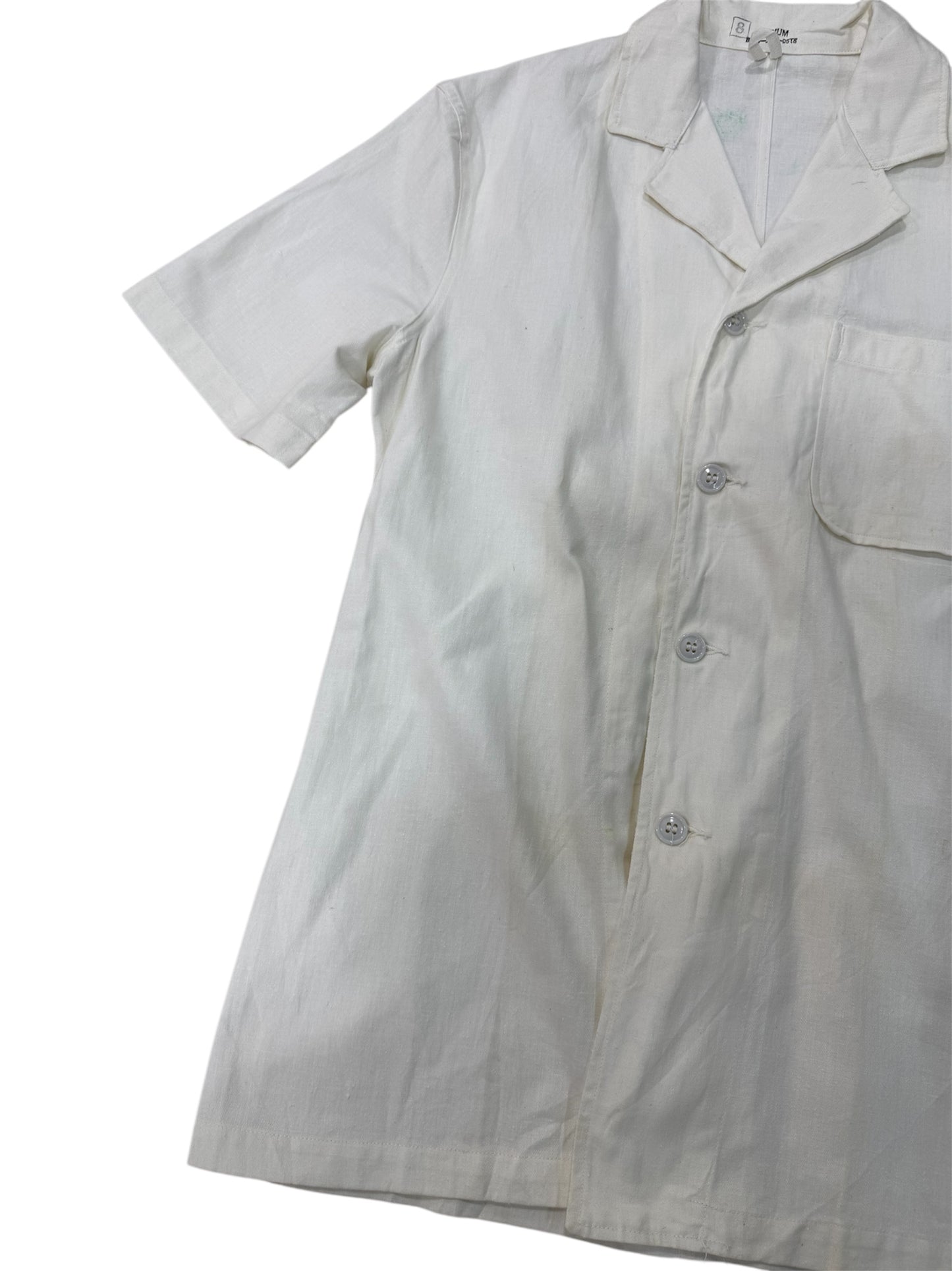 Vintage 1964 US Military Food Handler Coat White Drill Cotton Vietnam Era Shirt Jacket