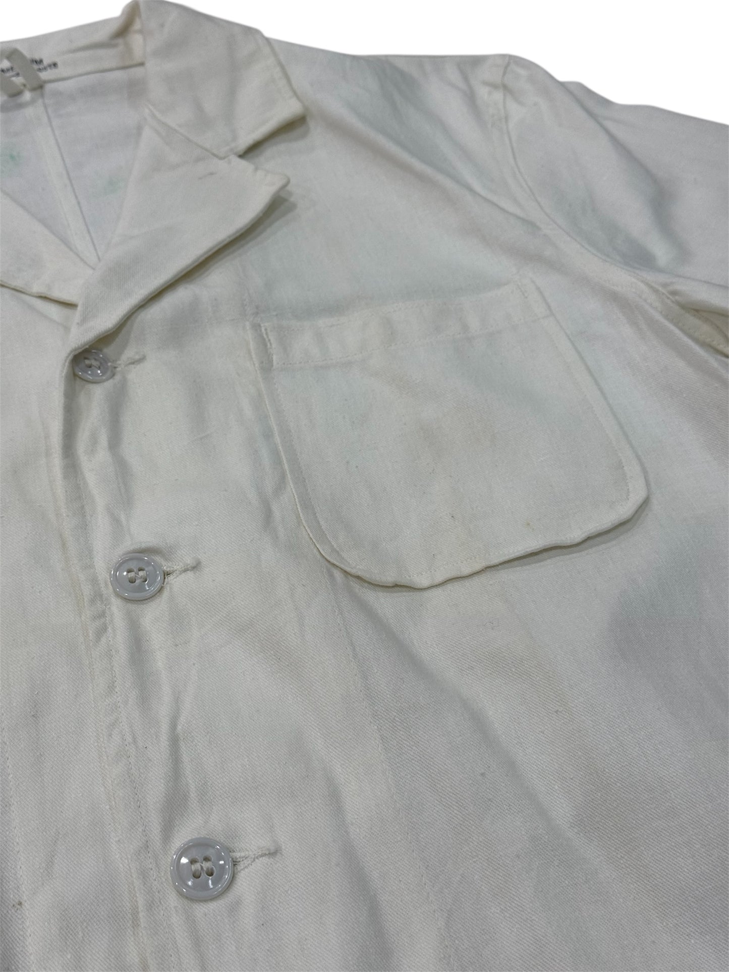 Vintage 1964 US Military Food Handler Coat White Drill Cotton Vietnam Era Shirt Jacket