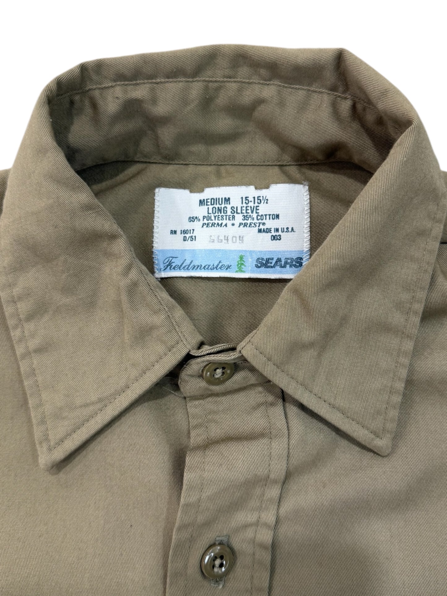 Vintage 1970s-80s Fieldmaster Sears Uniform Shirt Pathfinder Club Patches Made in USA Khaki