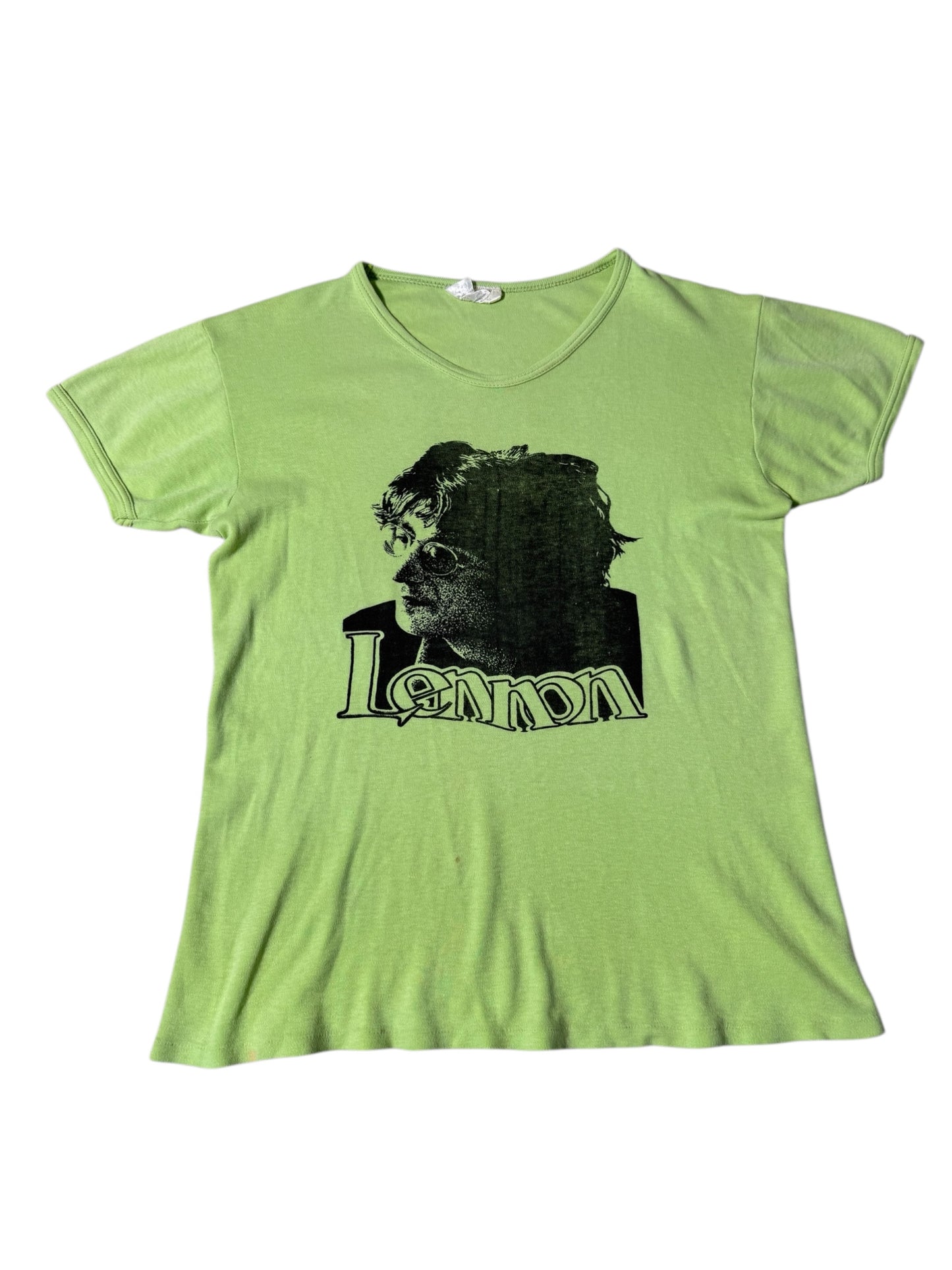 Vintage 1970s John Lennon Green Graphic T-Shirt Very Rare