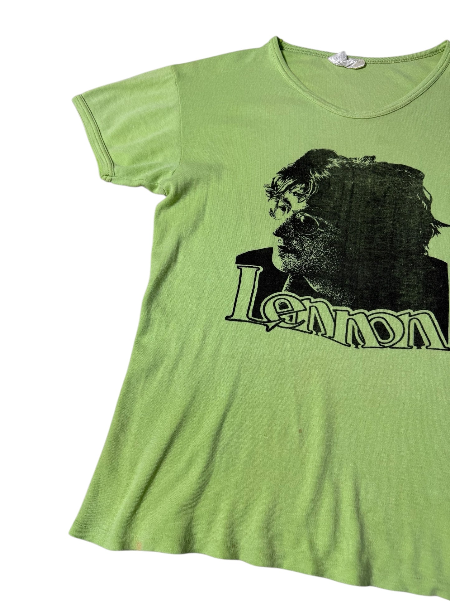 Vintage 1970s John Lennon Green Graphic T-Shirt Very Rare