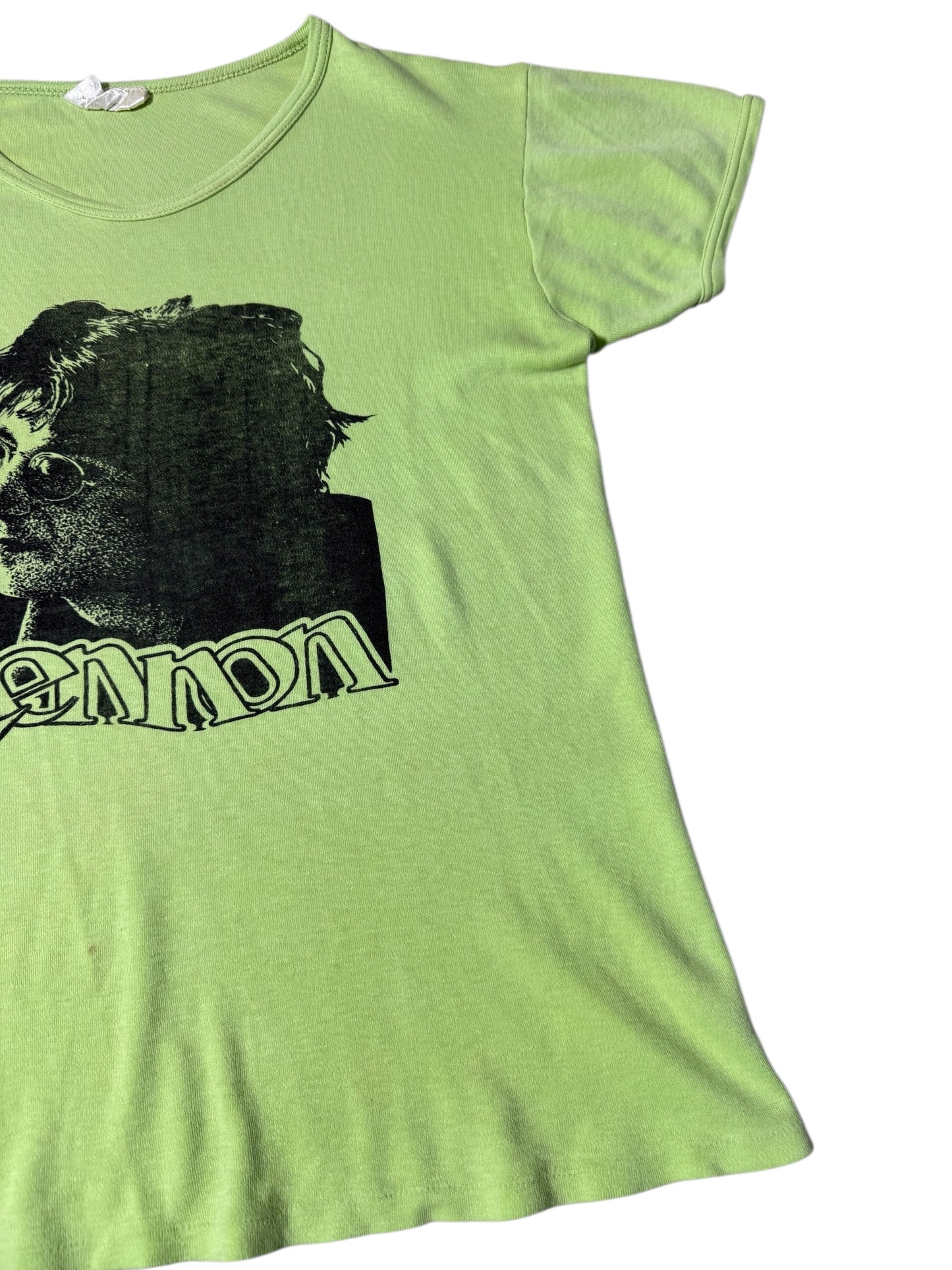 Vintage 1970s John Lennon Green Graphic T-Shirt Very Rare