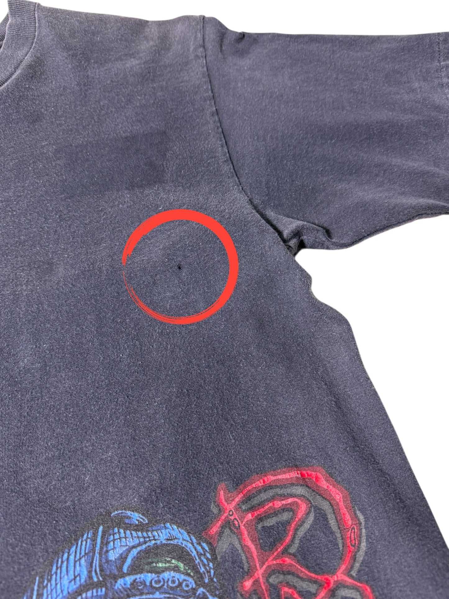 Vintage 1990s Raw Sewage Skate Punk Graphic T-Shirt Distressed Fade