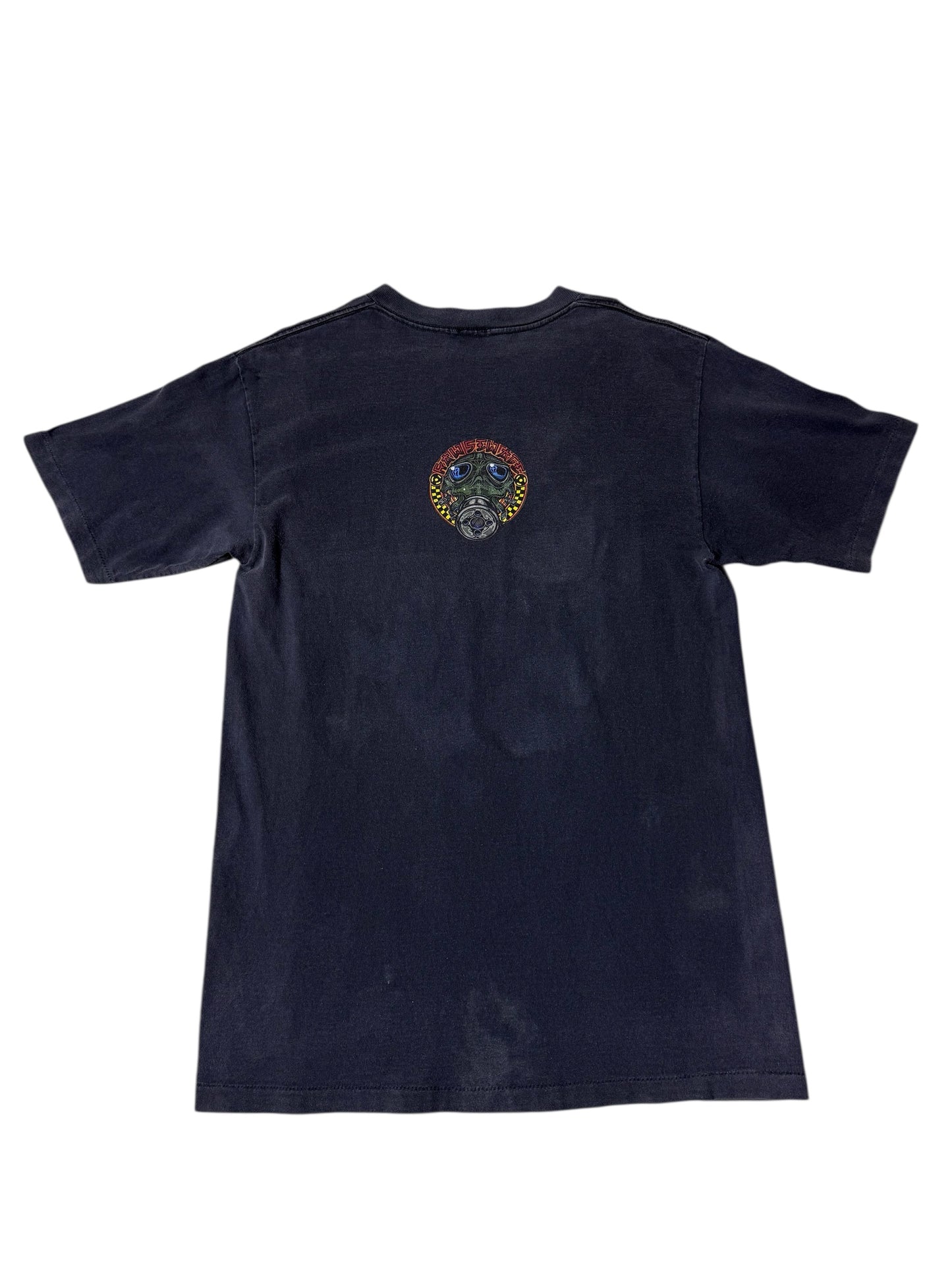 Vintage 1990s Raw Sewage Skate Punk Graphic T-Shirt Distressed Fade