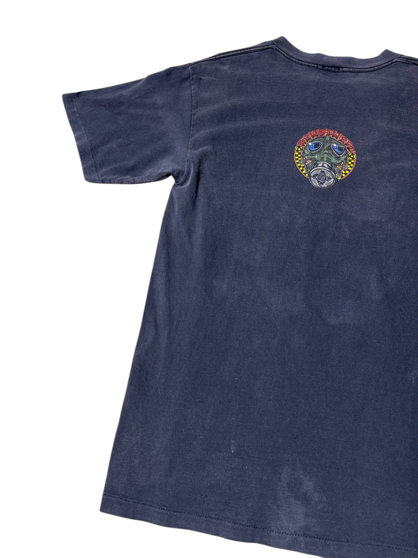 Vintage 1990s Raw Sewage Skate Punk Graphic T-Shirt Distressed Fade