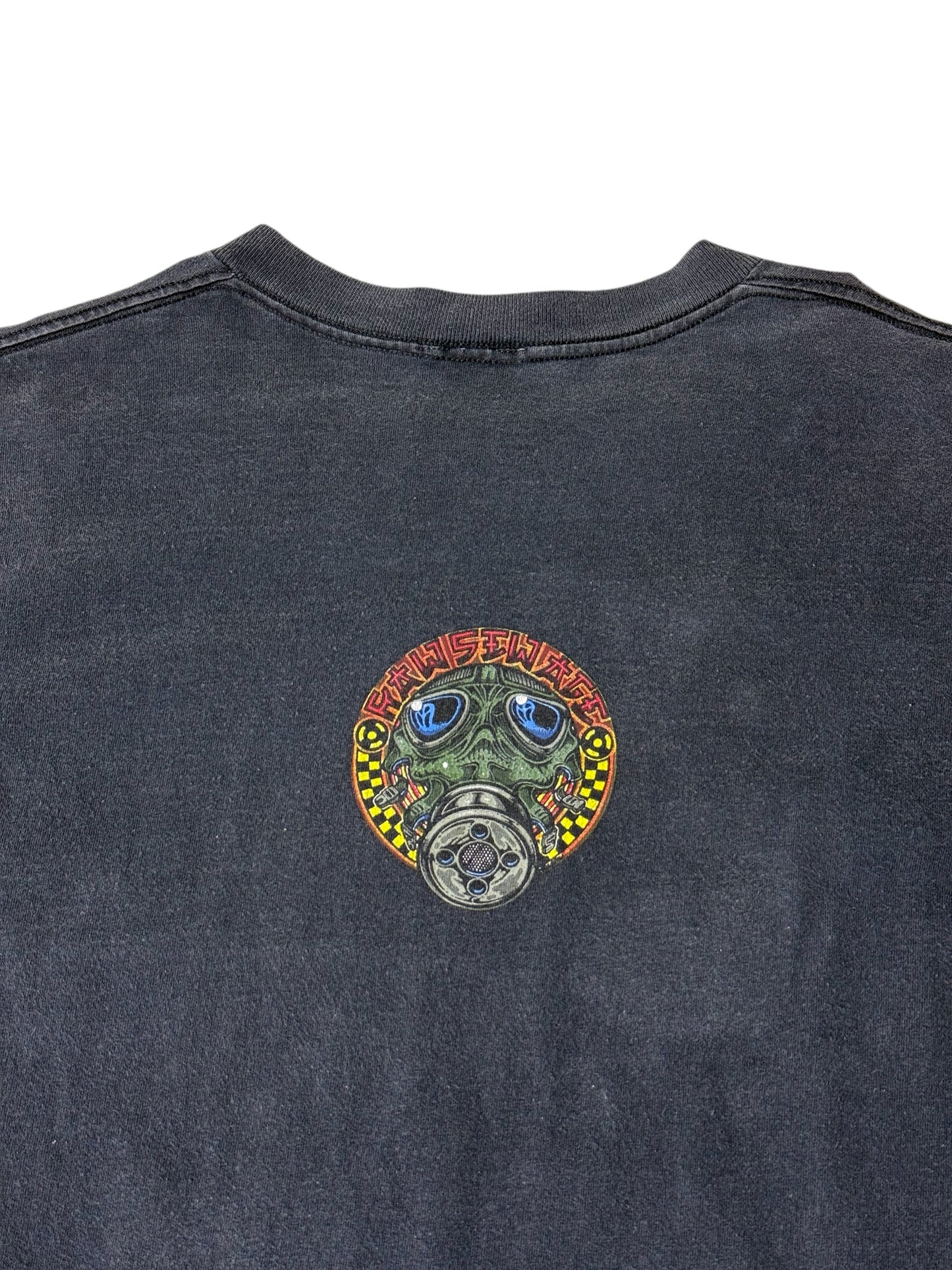 Vintage 1990s Raw Sewage Skate Punk Graphic T-Shirt Distressed Fade