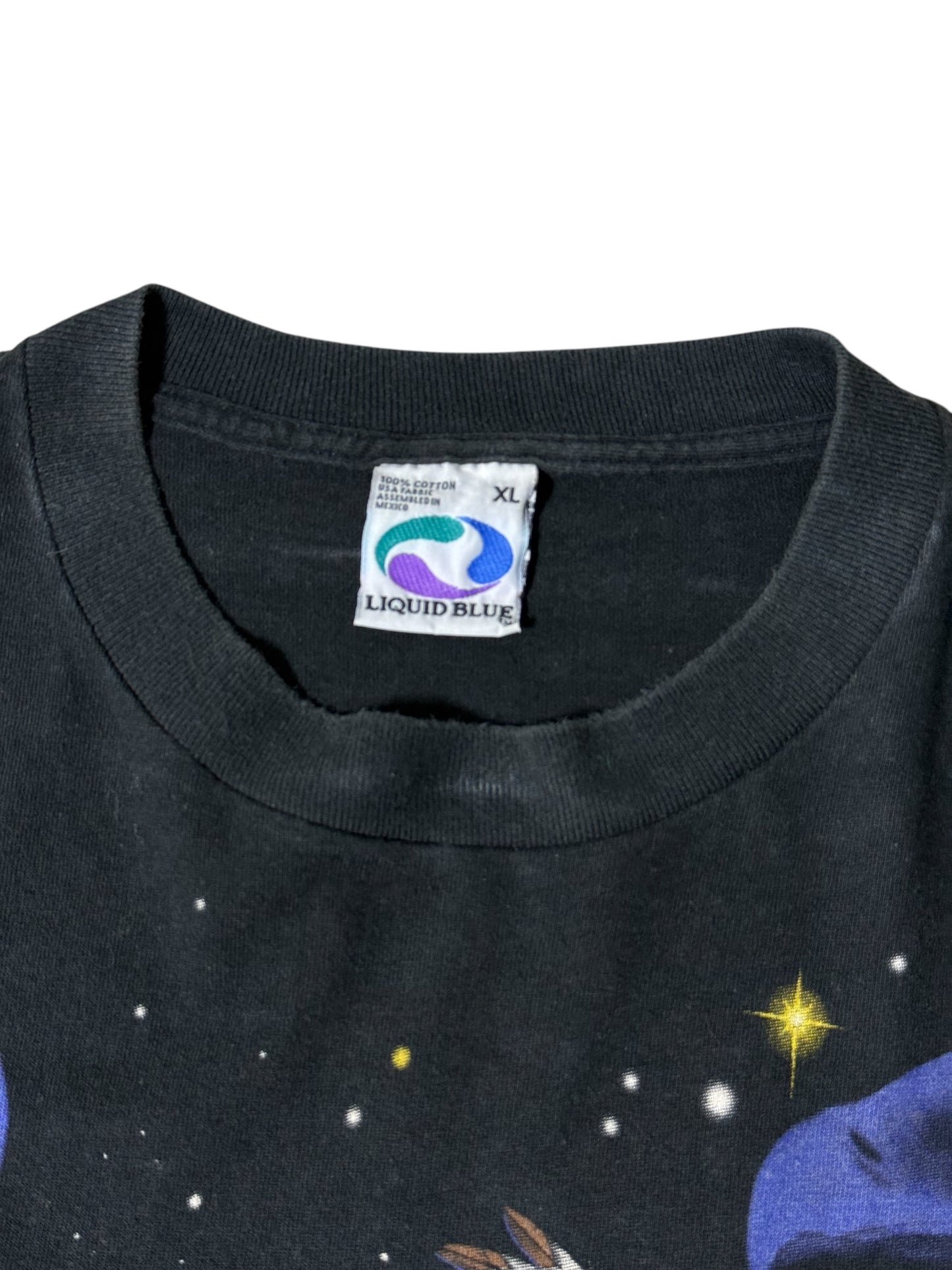 Vintage 1998 Liquid Blue Native American Spirit Rider Double-Sided T-Shirt