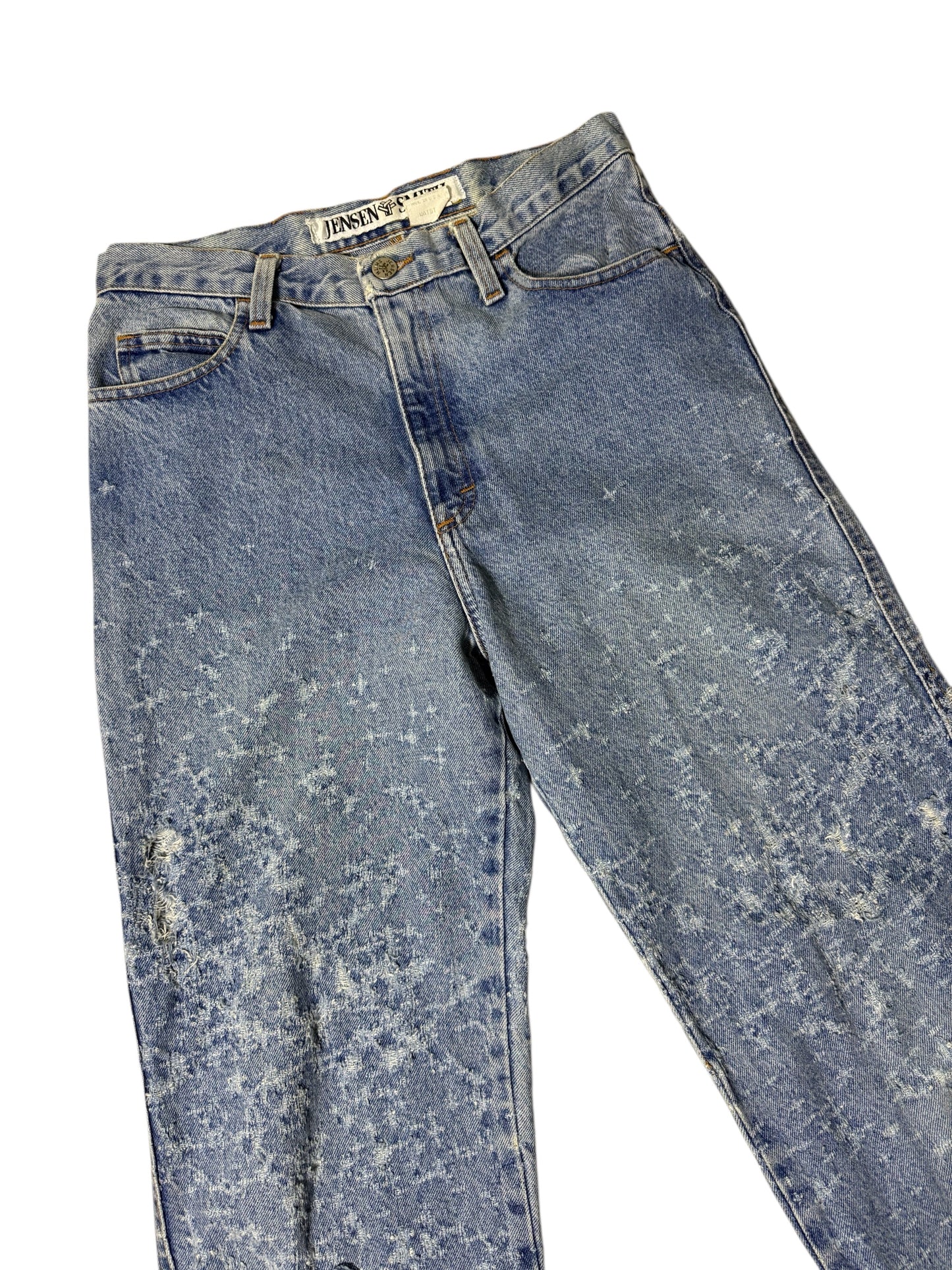 Vintage Jensen Smith USA Distressed Denim Jeans Unique Snowflake Wear Pattern