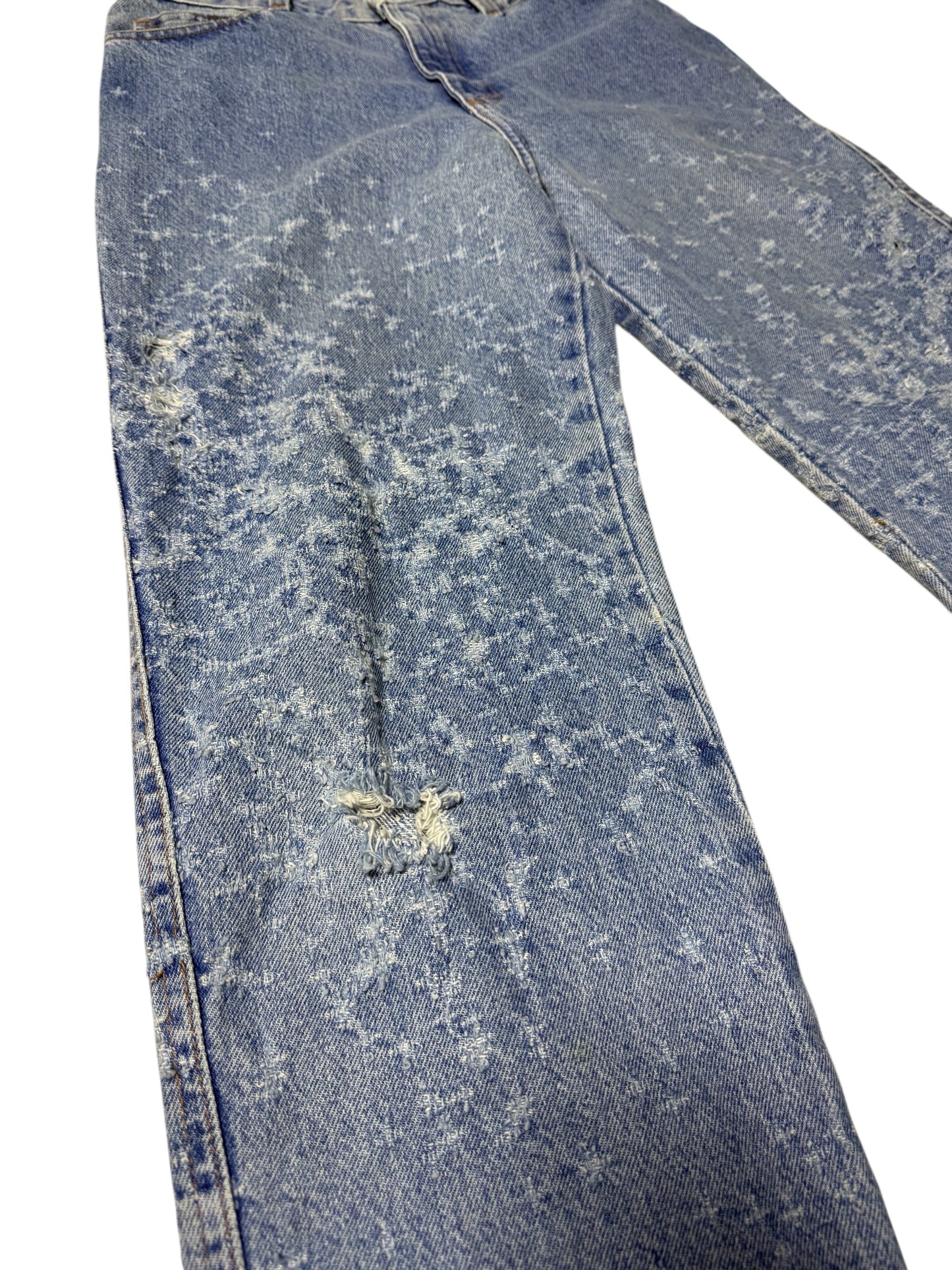 Vintage Jensen Smith USA Distressed Denim Jeans Unique Snowflake Wear Pattern