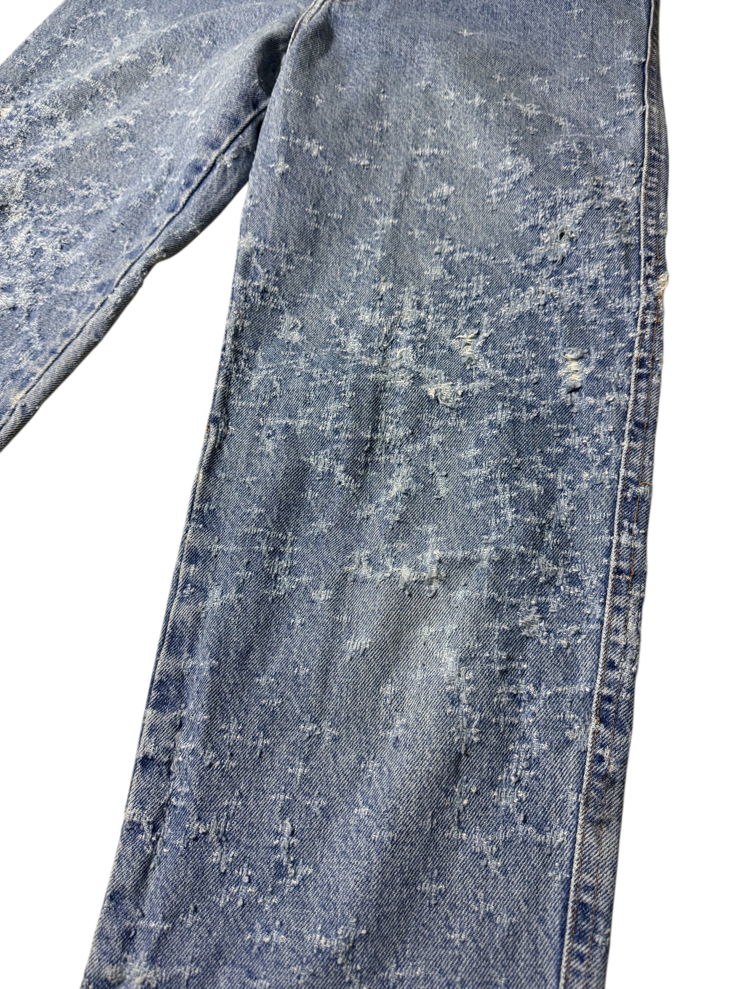 Vintage Jensen Smith USA Distressed Denim Jeans Unique Snowflake Wear Pattern