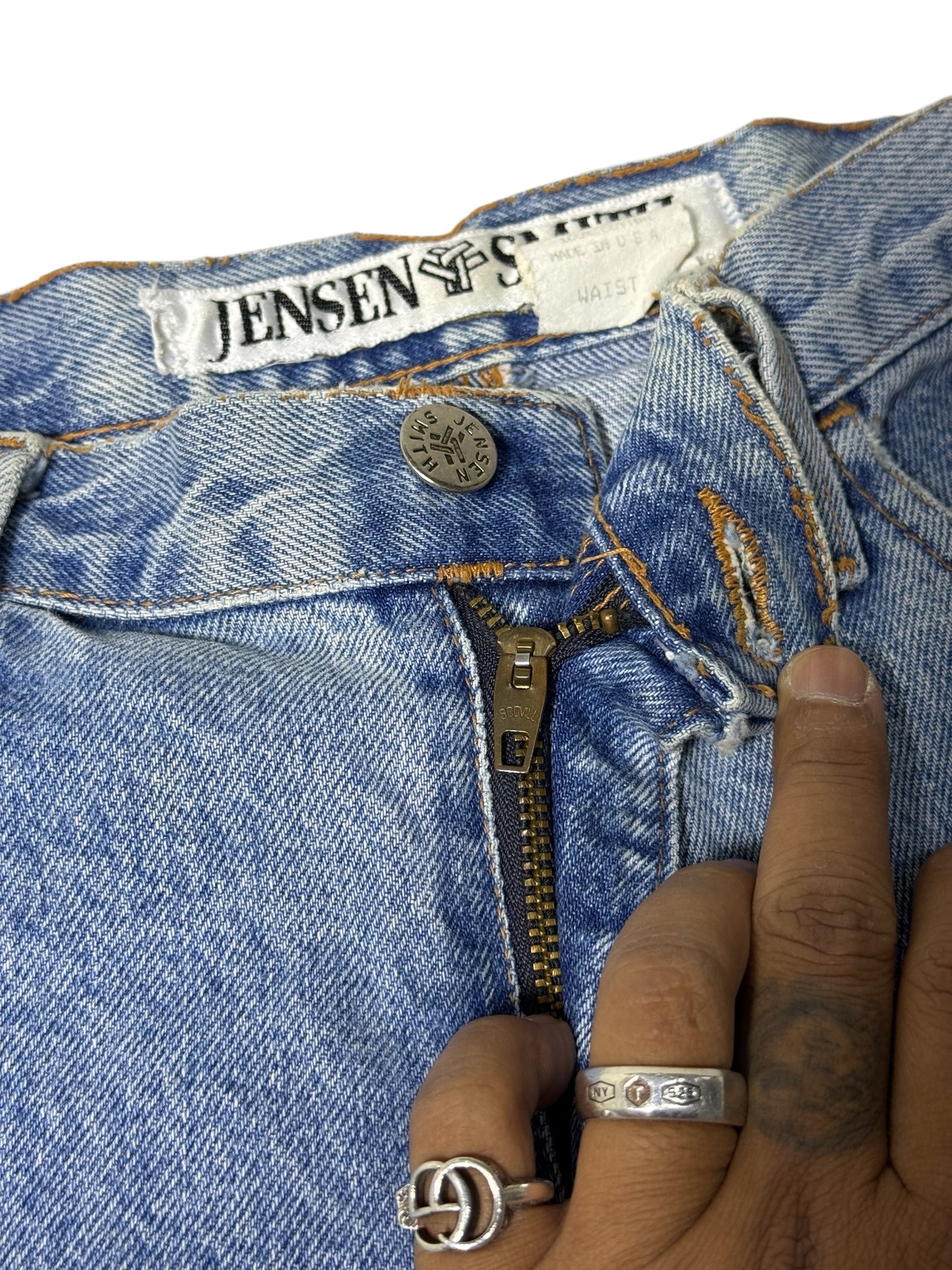 Vintage Jensen Smith USA Distressed Denim Jeans Unique Snowflake Wear Pattern