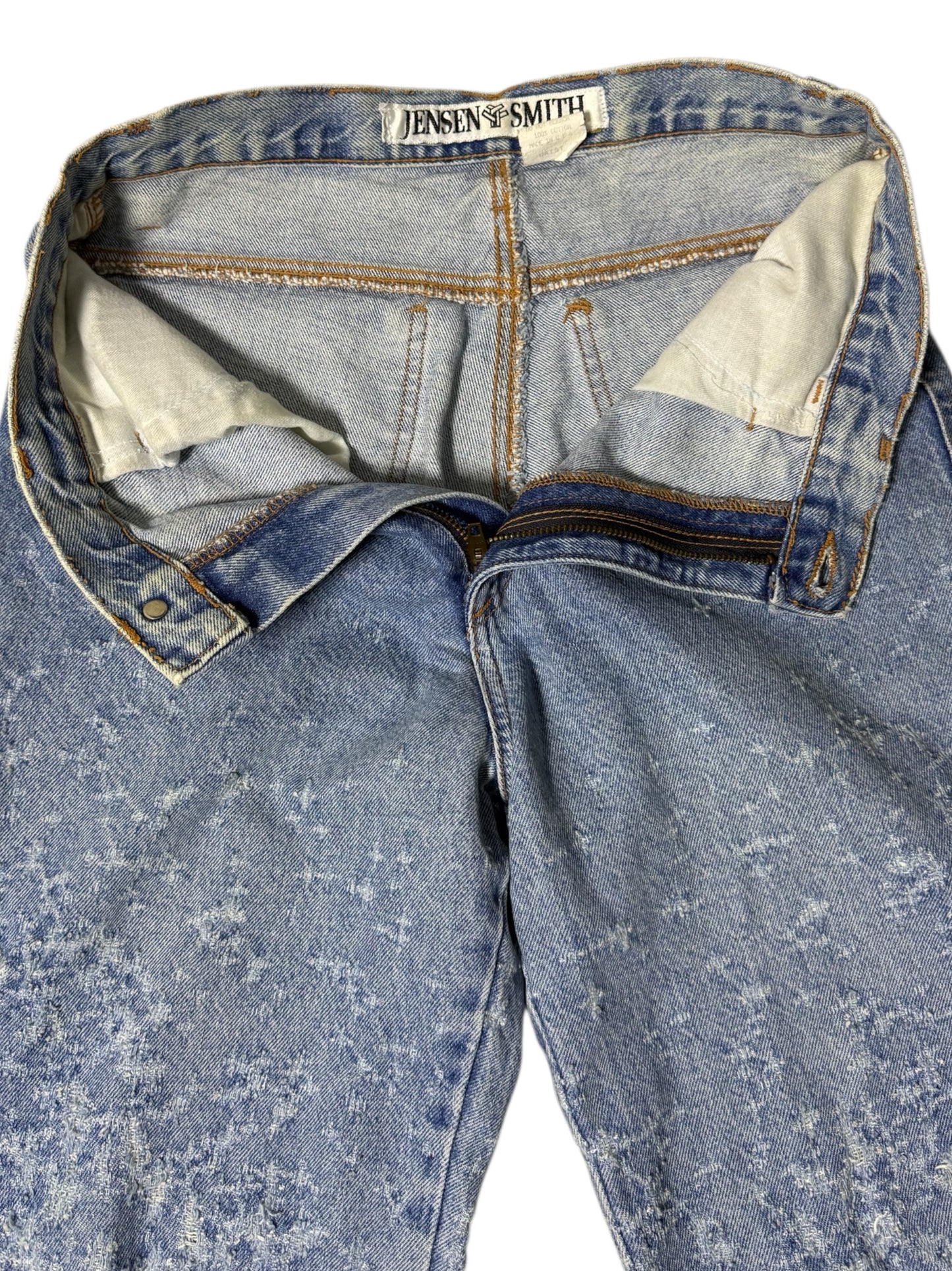 Vintage Jensen Smith USA Distressed Denim Jeans Unique Snowflake Wear Pattern