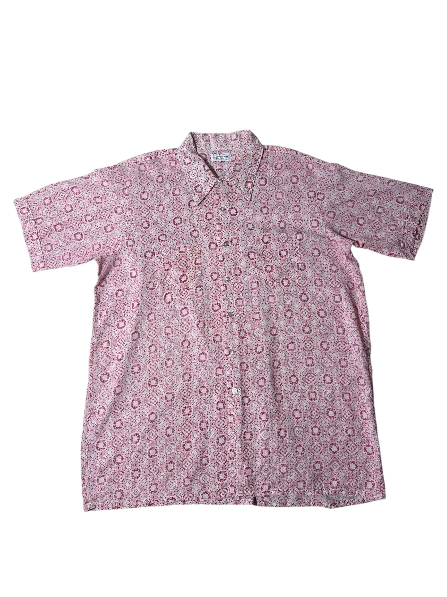 Vintage 1960s–70s The King Size Co. Geometric Print Double Pocket Shirt Made in USA