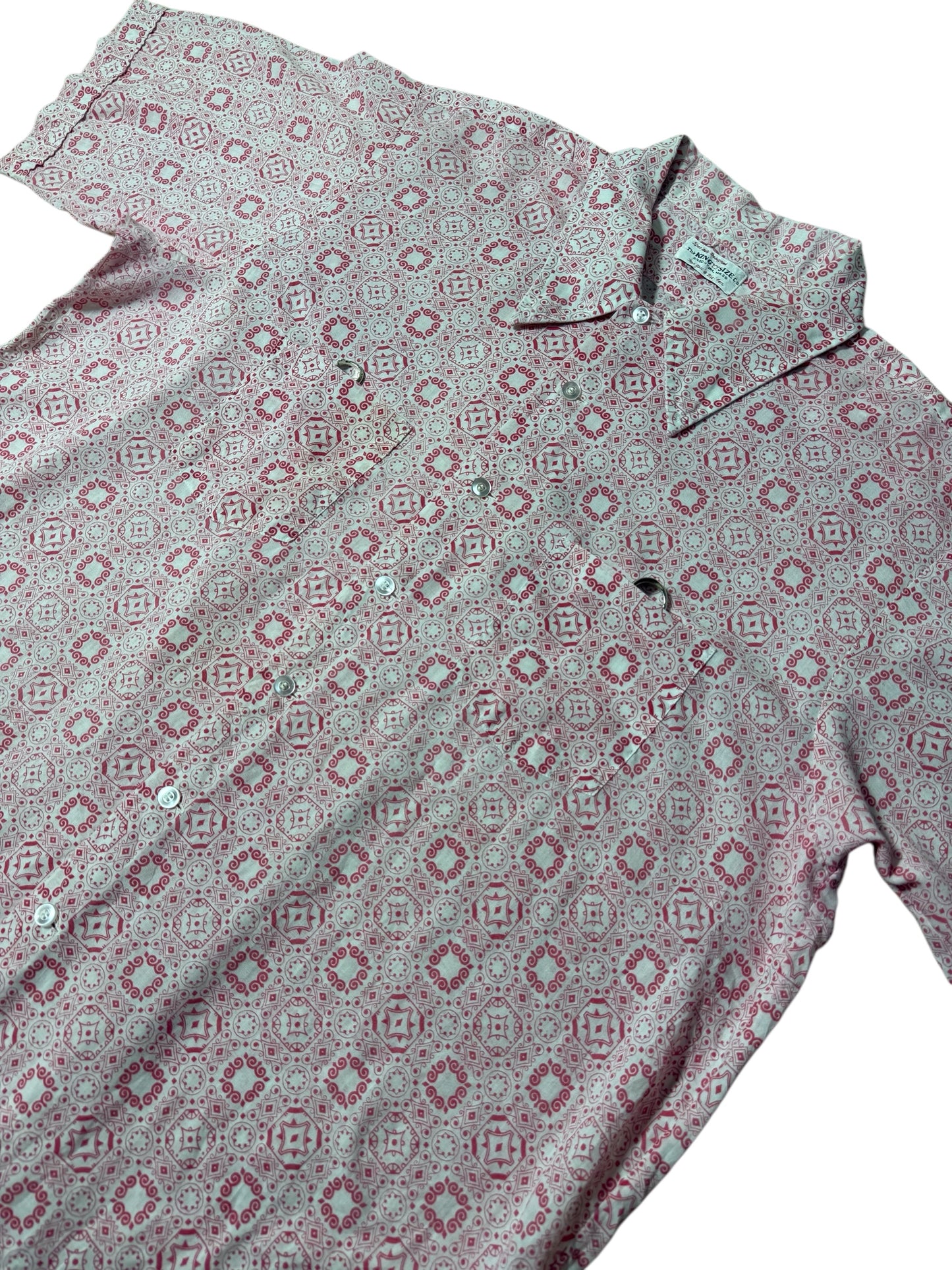 Vintage 1960s–70s The King Size Co. Geometric Print Double Pocket Shirt Made in USA