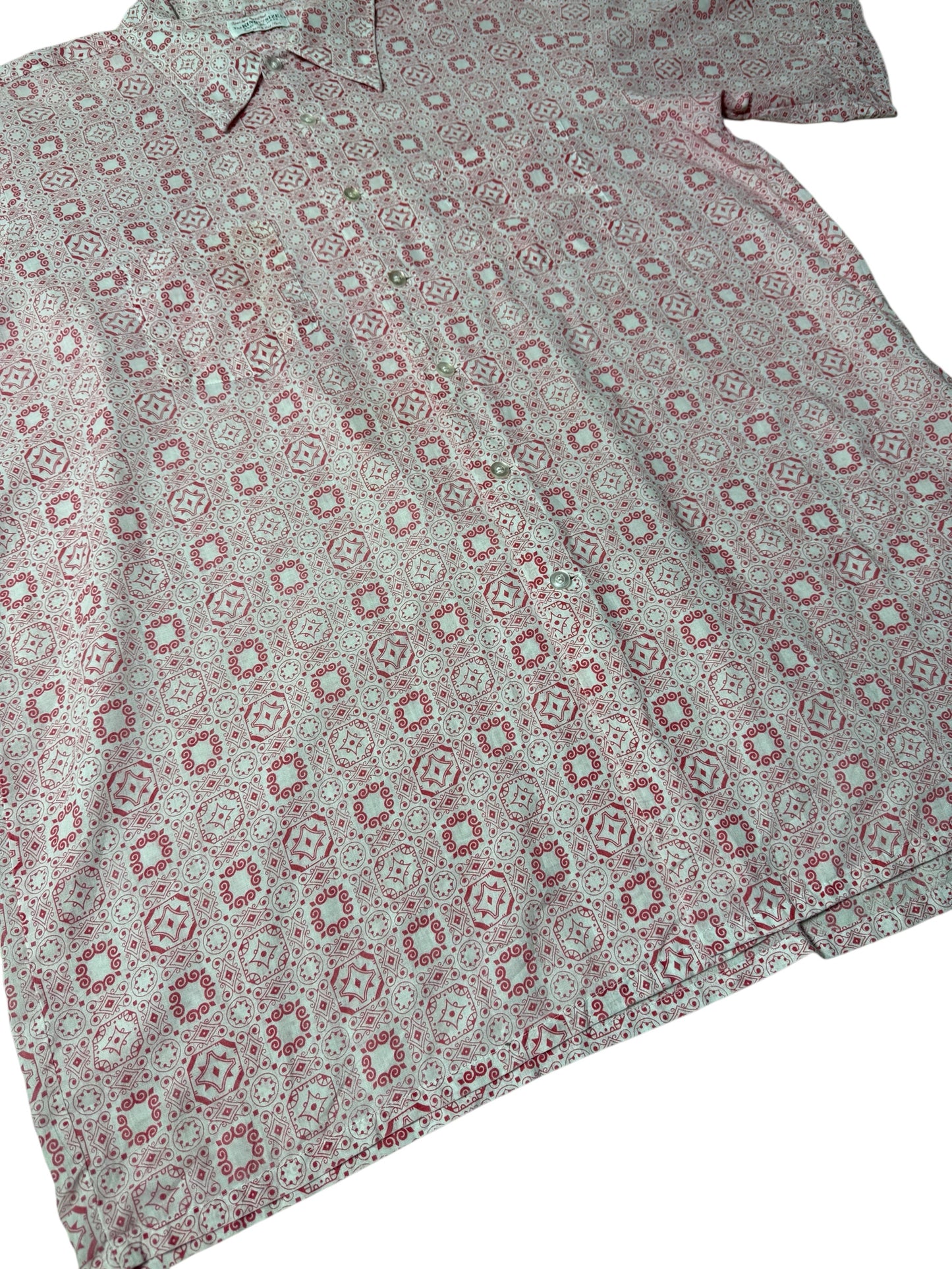 Vintage 1960s–70s The King Size Co. Geometric Print Double Pocket Shirt Made in USA