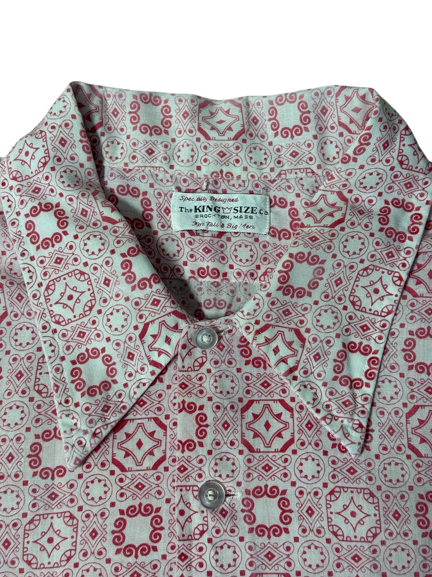 Vintage 1960s–70s The King Size Co. Geometric Print Double Pocket Shirt Made in USA