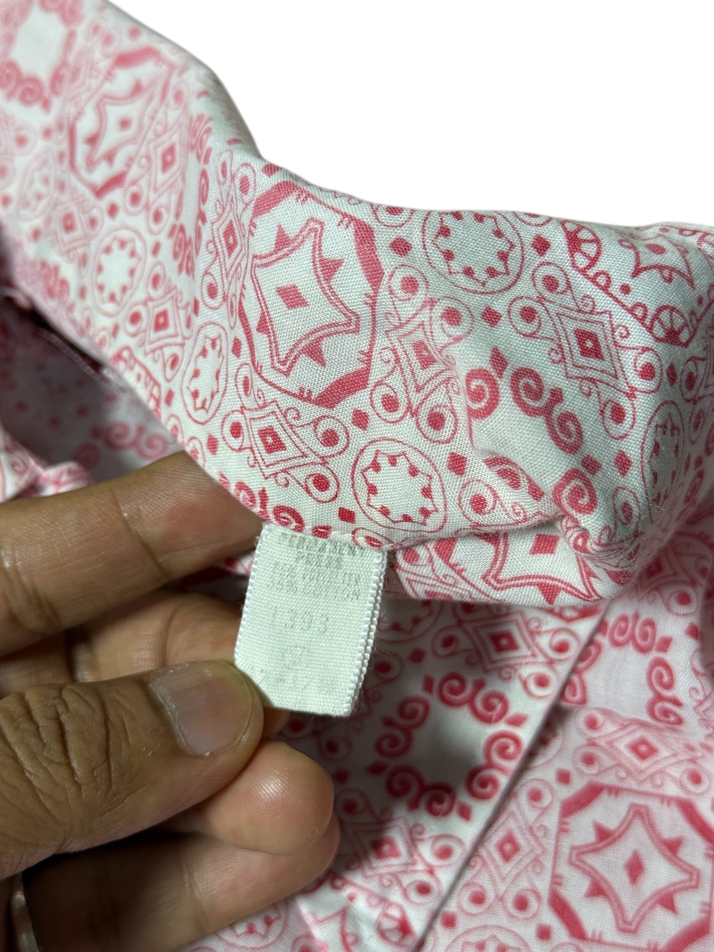 Vintage 1960s–70s The King Size Co. Geometric Print Double Pocket Shirt Made in USA