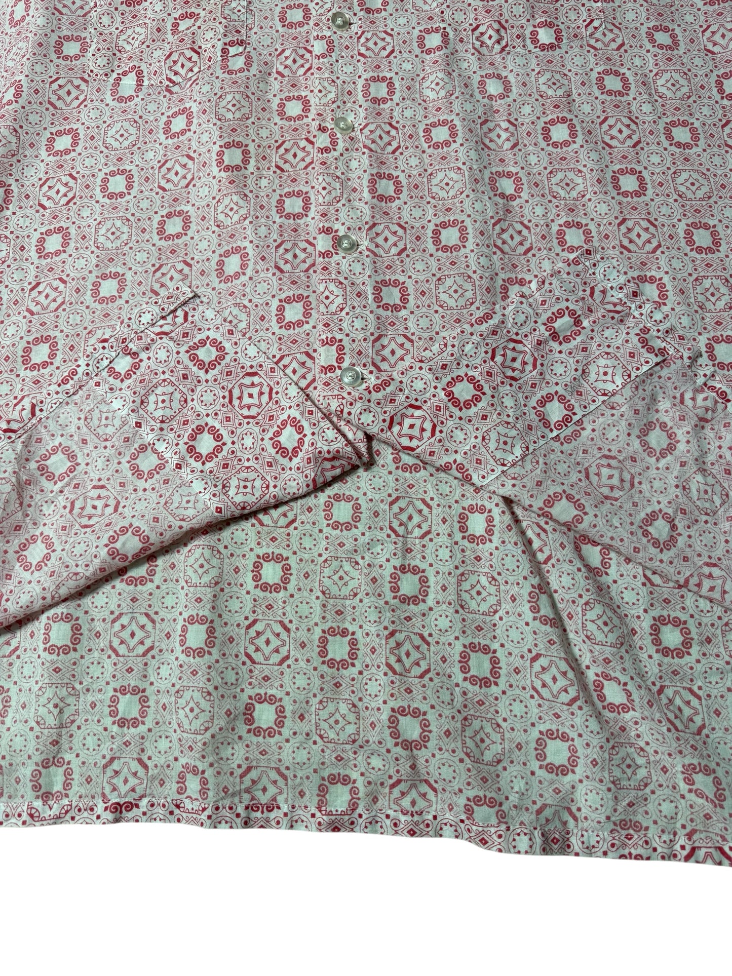 Vintage 1960s–70s The King Size Co. Geometric Print Double Pocket Shirt Made in USA