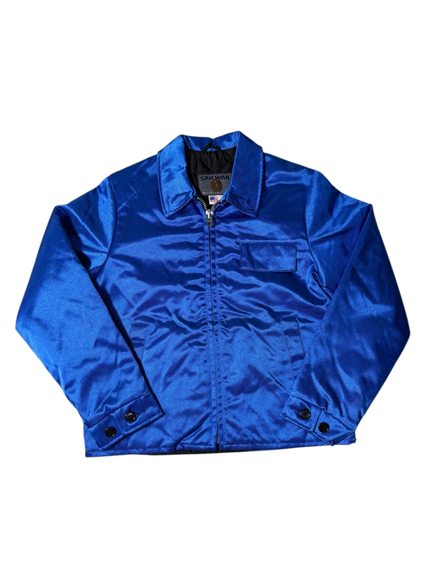 Vintage Spiewak Titan Satin Bomber Jacket Royal Blue Made in USA