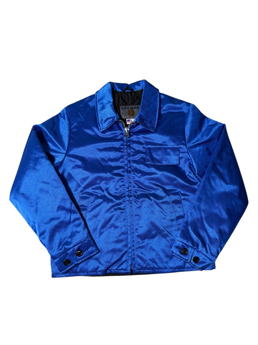 Vintage Spiewak Titan Satin Bomber Jacket Royal Blue Made in USA