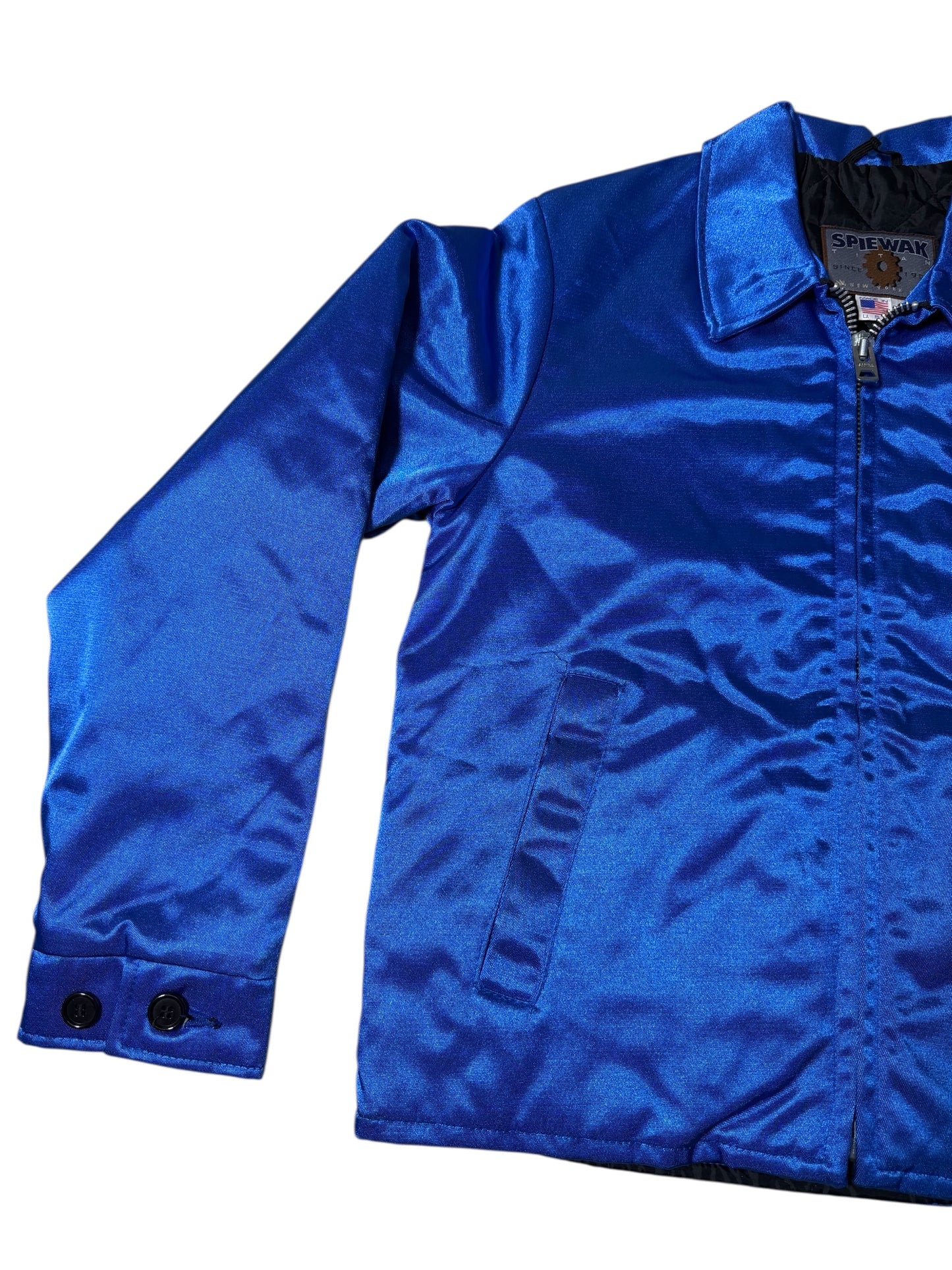 Vintage Spiewak Titan Satin Bomber Jacket Royal Blue Made in USA