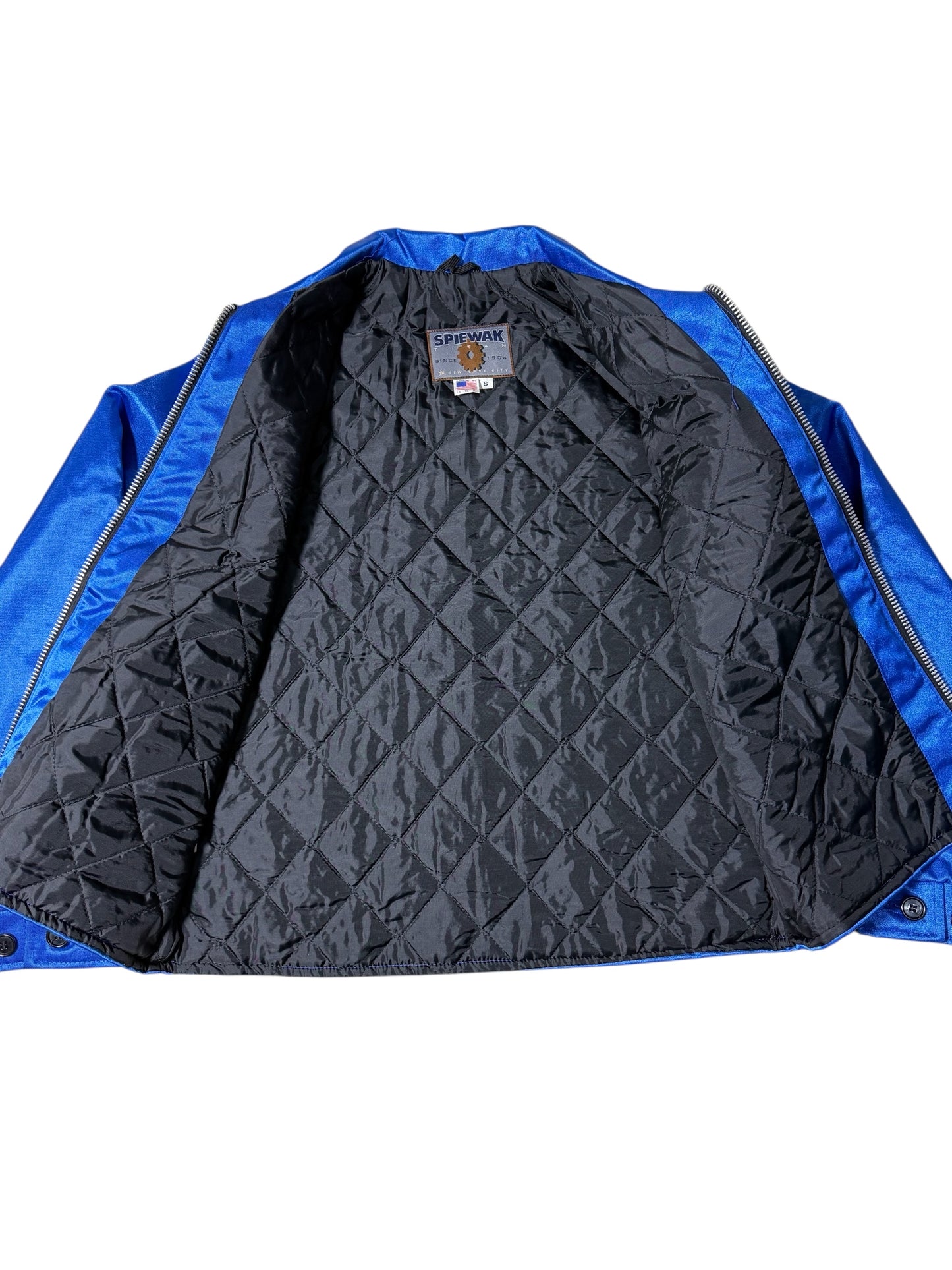 Vintage Spiewak Titan Satin Bomber Jacket Royal Blue Made in USA