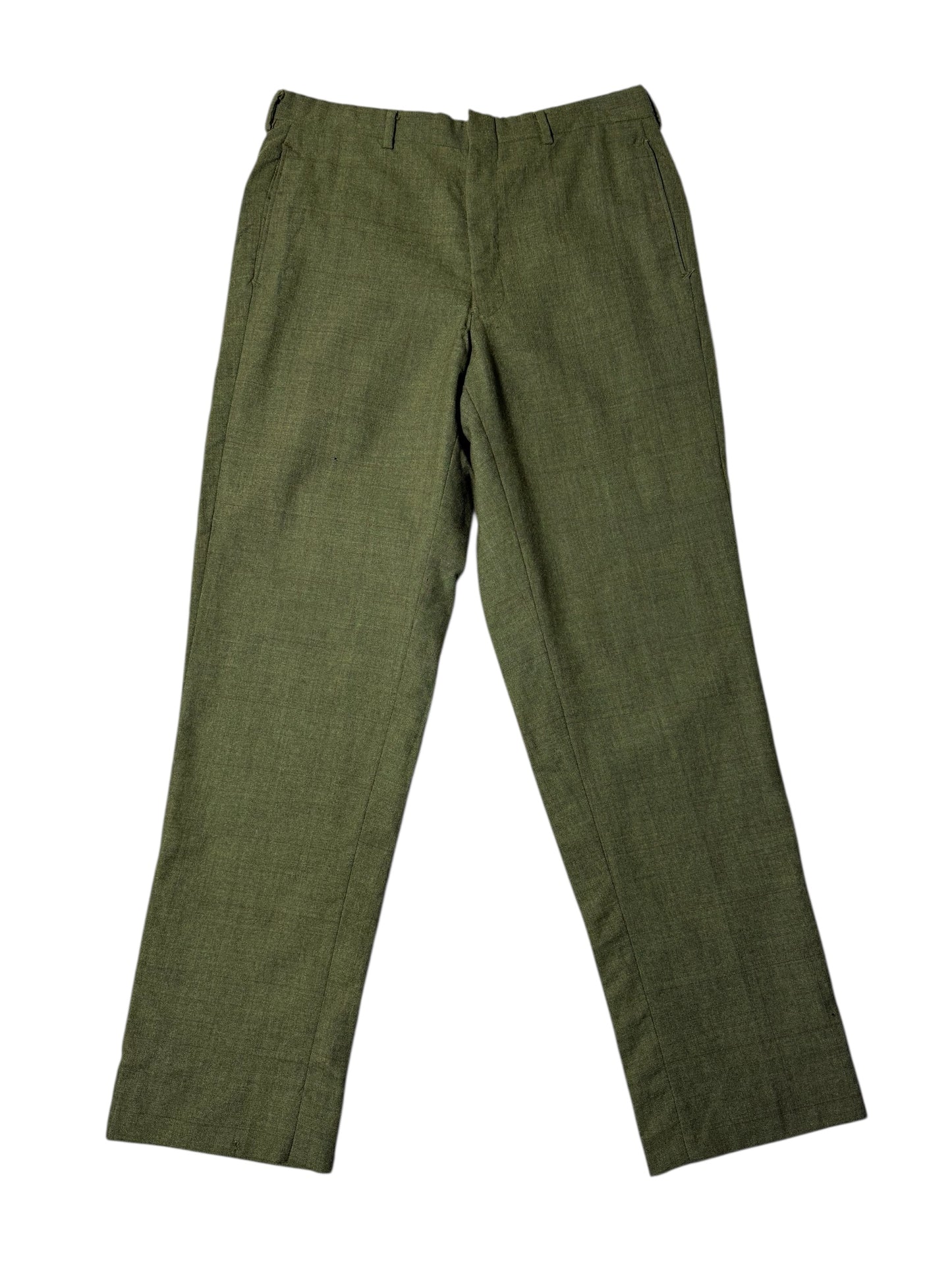 Vintage 1960s–70s Olive Wool-Blend Trousers Straight Leg