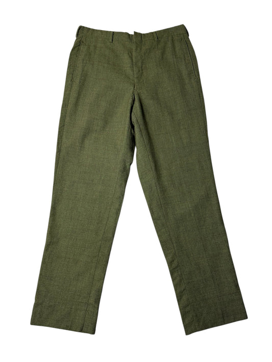 Vintage 1960s–70s Olive Wool-Blend Trousers Straight Leg