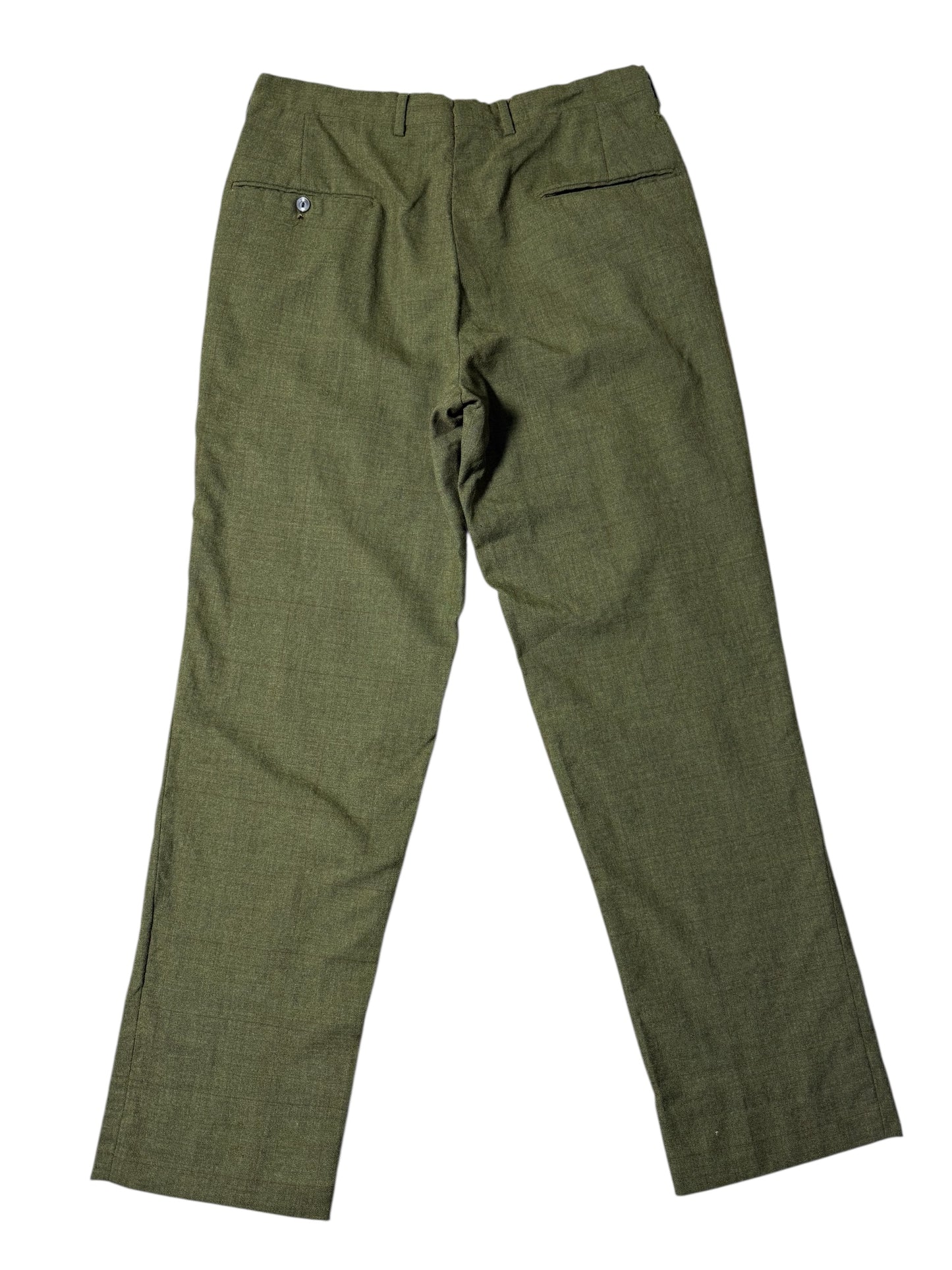 Vintage 1960s–70s Olive Wool-Blend Trousers Straight Leg