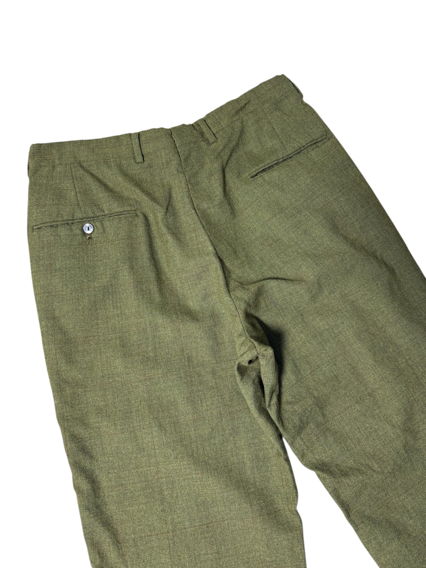 Vintage 1960s–70s Olive Wool-Blend Trousers Straight Leg